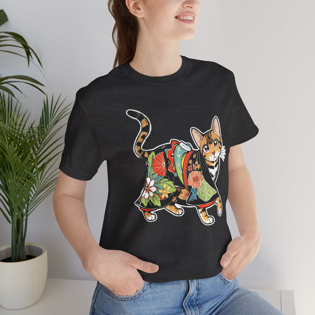 Zen Cat Shirt Japanese Gift Tee, Kimono Cat Bengal