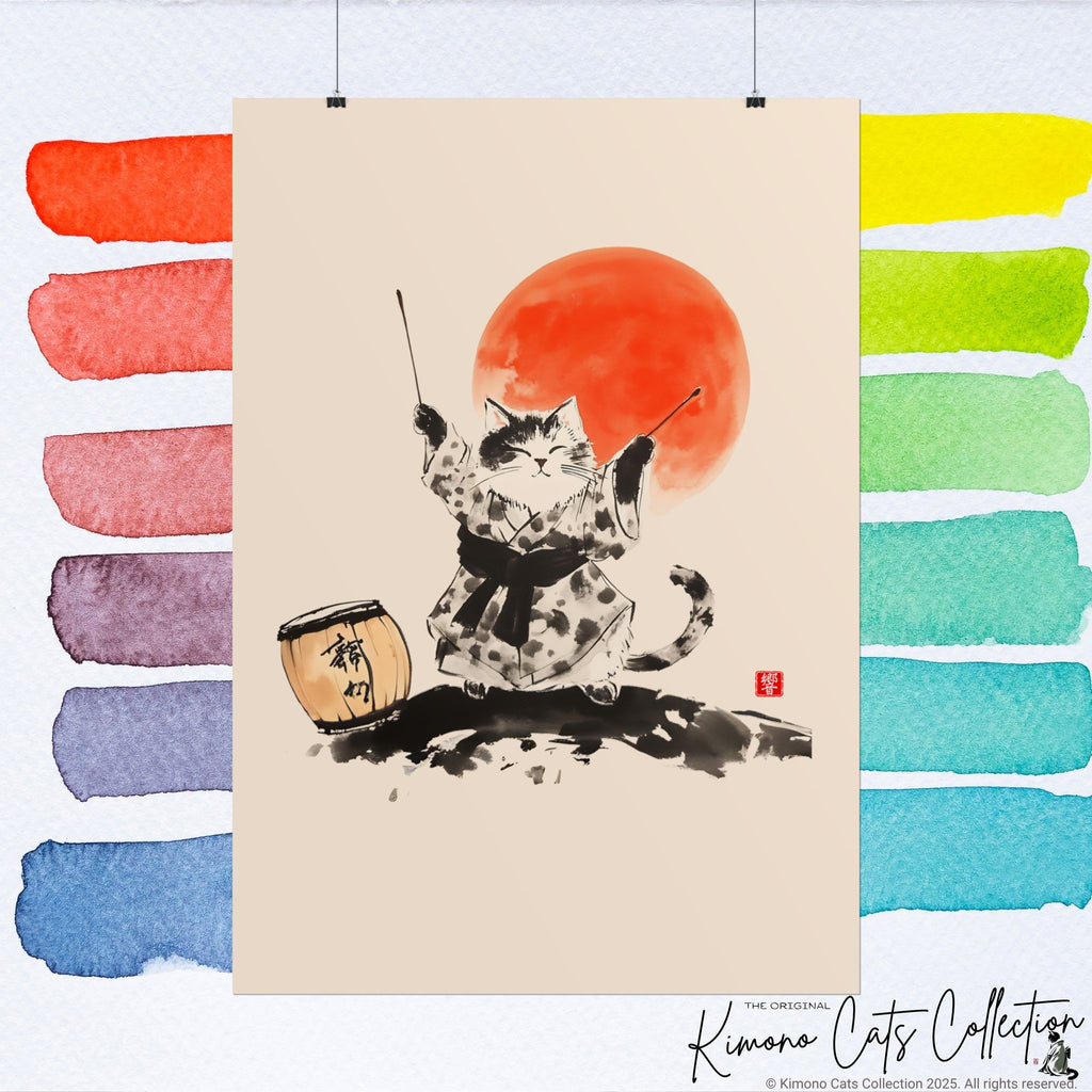 Taiko Drum Cat Wall Art