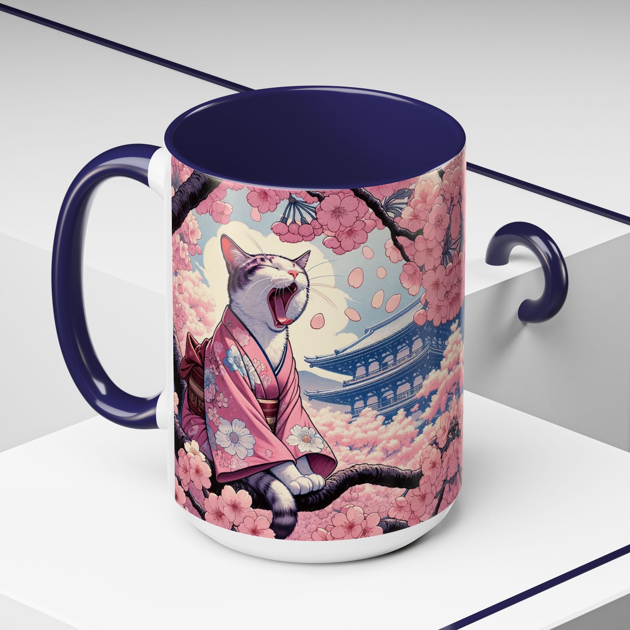 Sakura Cat Coffee Mug in Kimono Design - Kimono Cats Collection