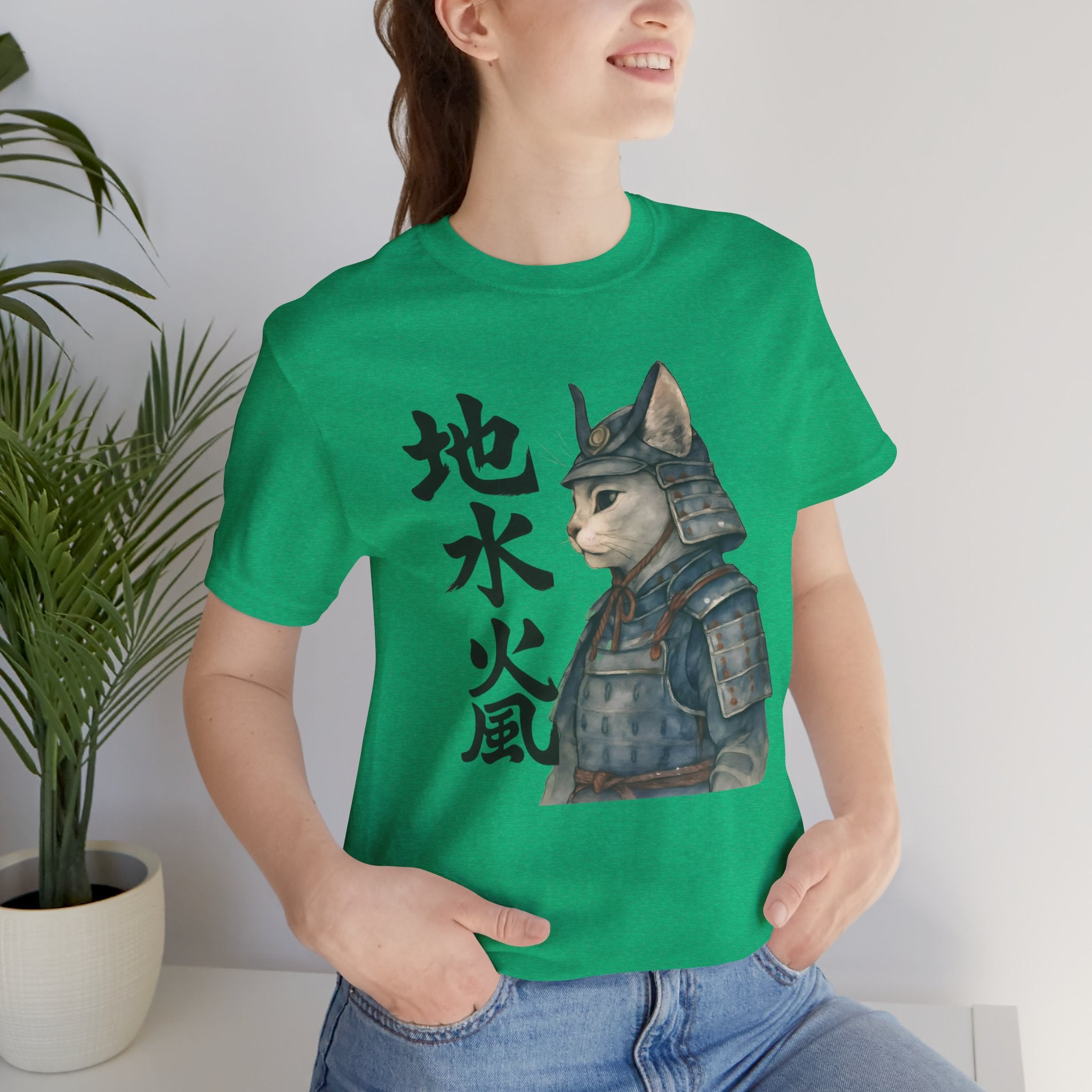 Samurai Cat Watercolor Tee | Japanese Kimono Neko Cat