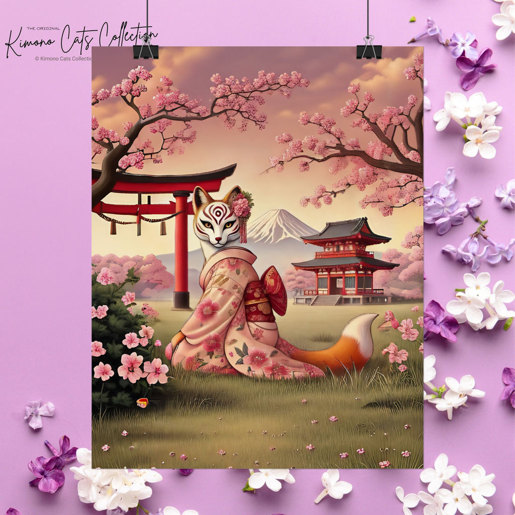Kitsune Japanese Folklore Art Poster - Tsukihana