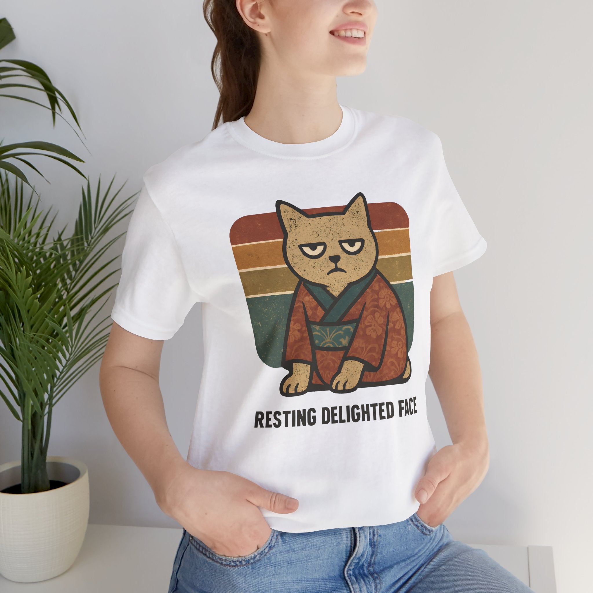 Resting Delighted Face - Grumpy Kimono Cat Vintage T-Shirt
