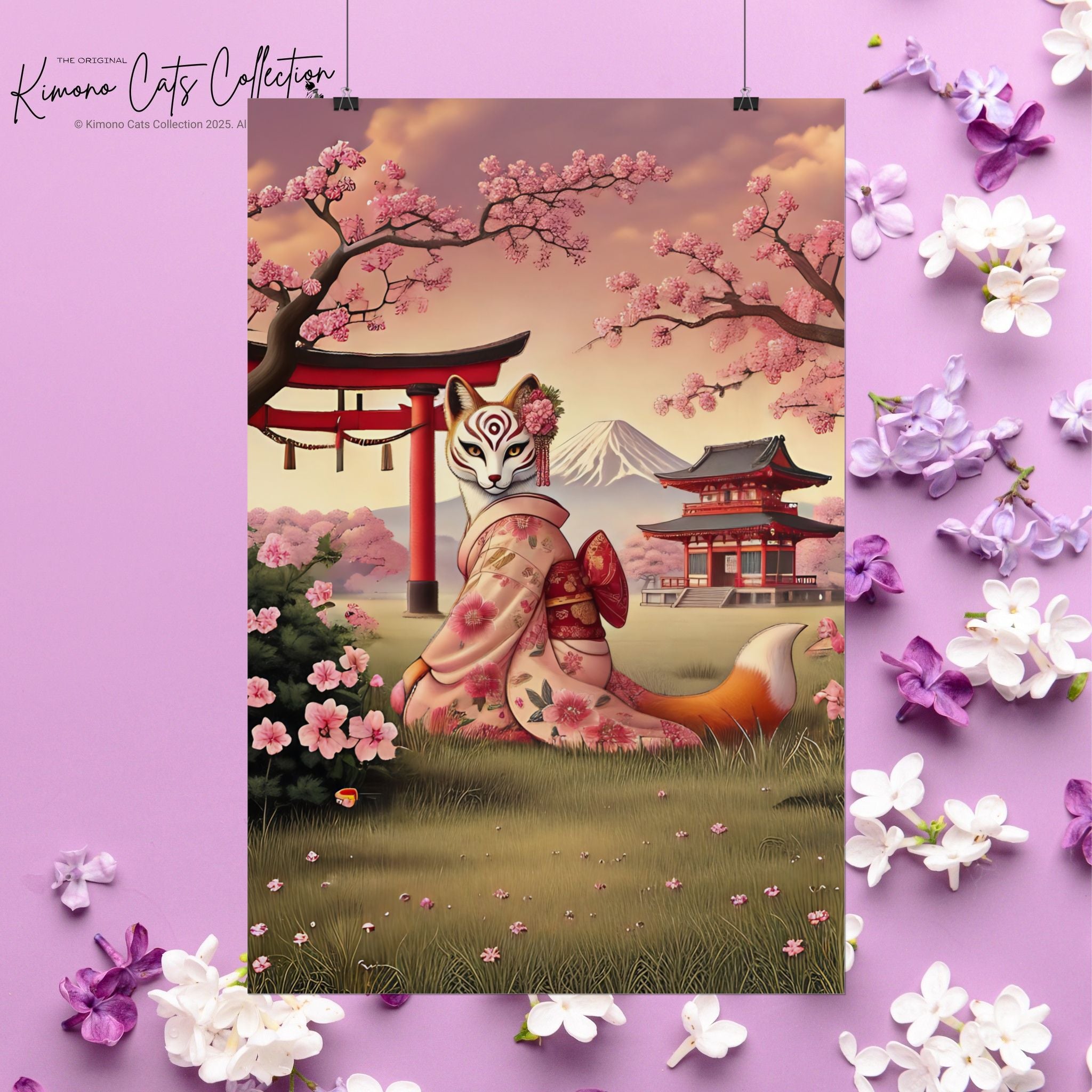 Kitsune Japanese Folklore Art Poster - Tsukihana