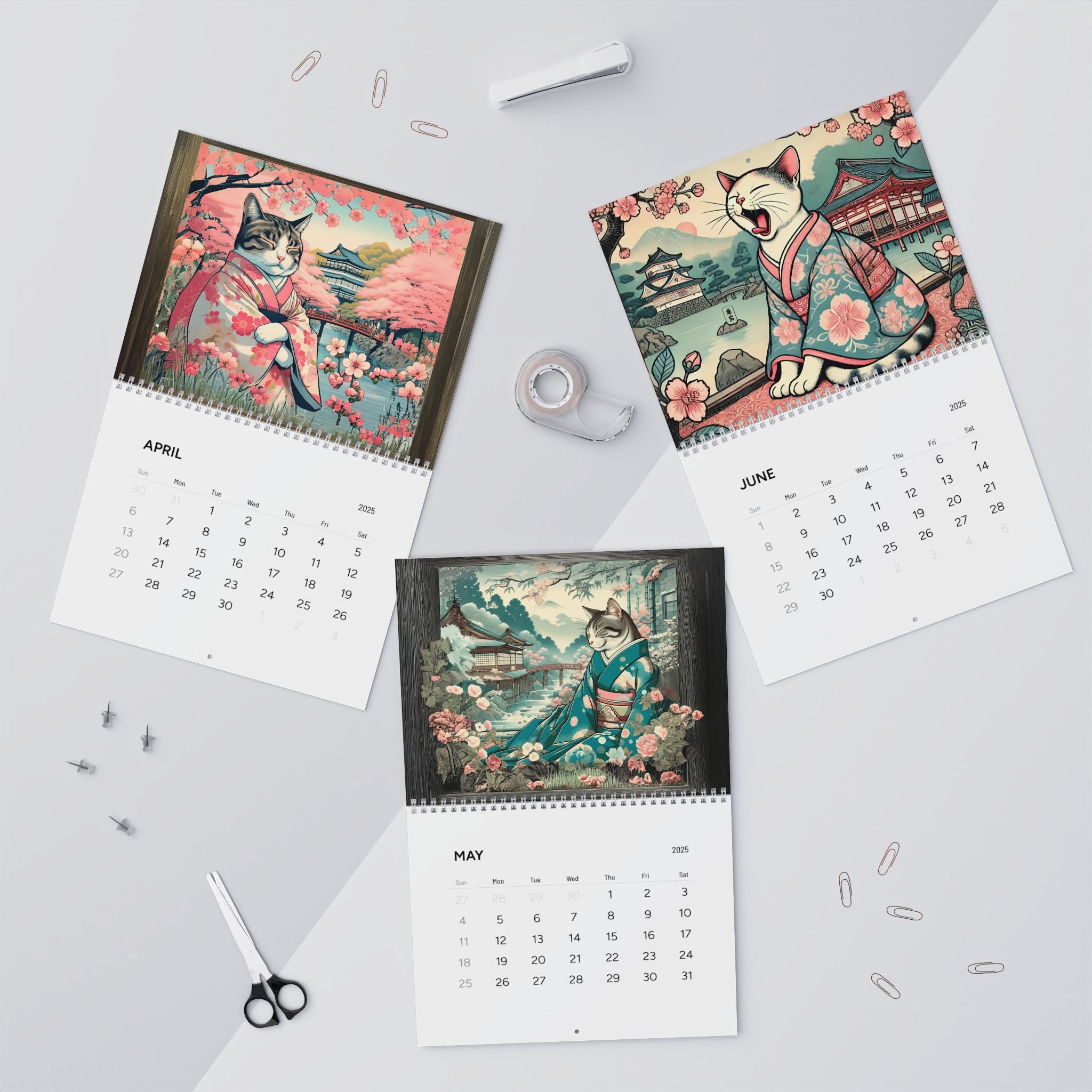 Kawaii Zen Cats of Edo Calendar 2025