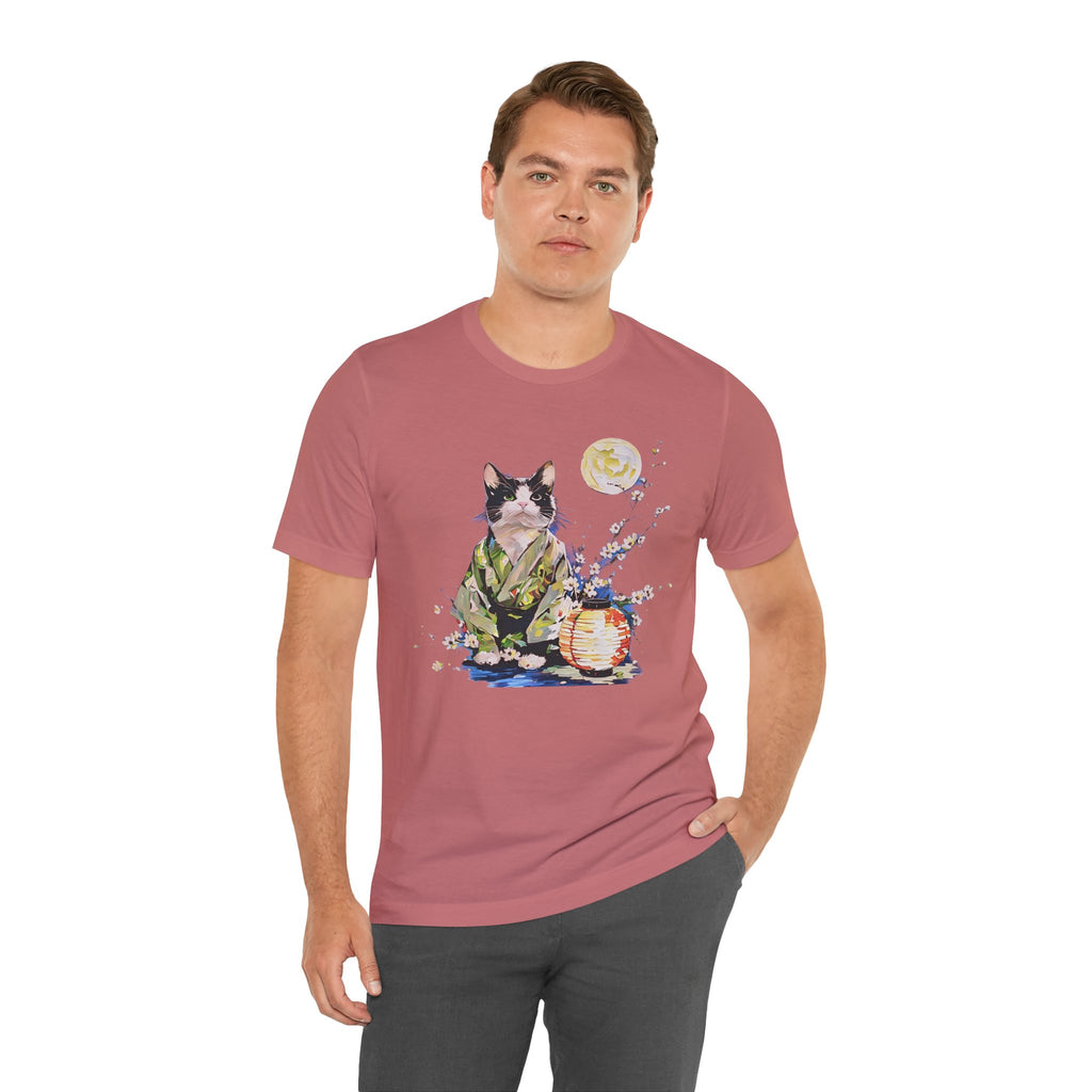 Moon Flower Cat Silhouette T-Shirt | Cat Illustration, Doodle Portrait