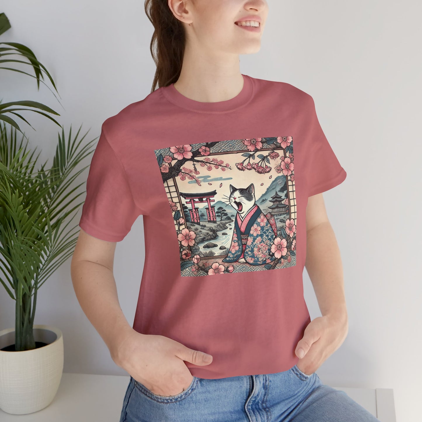 Kimono-Katze T-Shirt: Faule japanische Zen-Katze