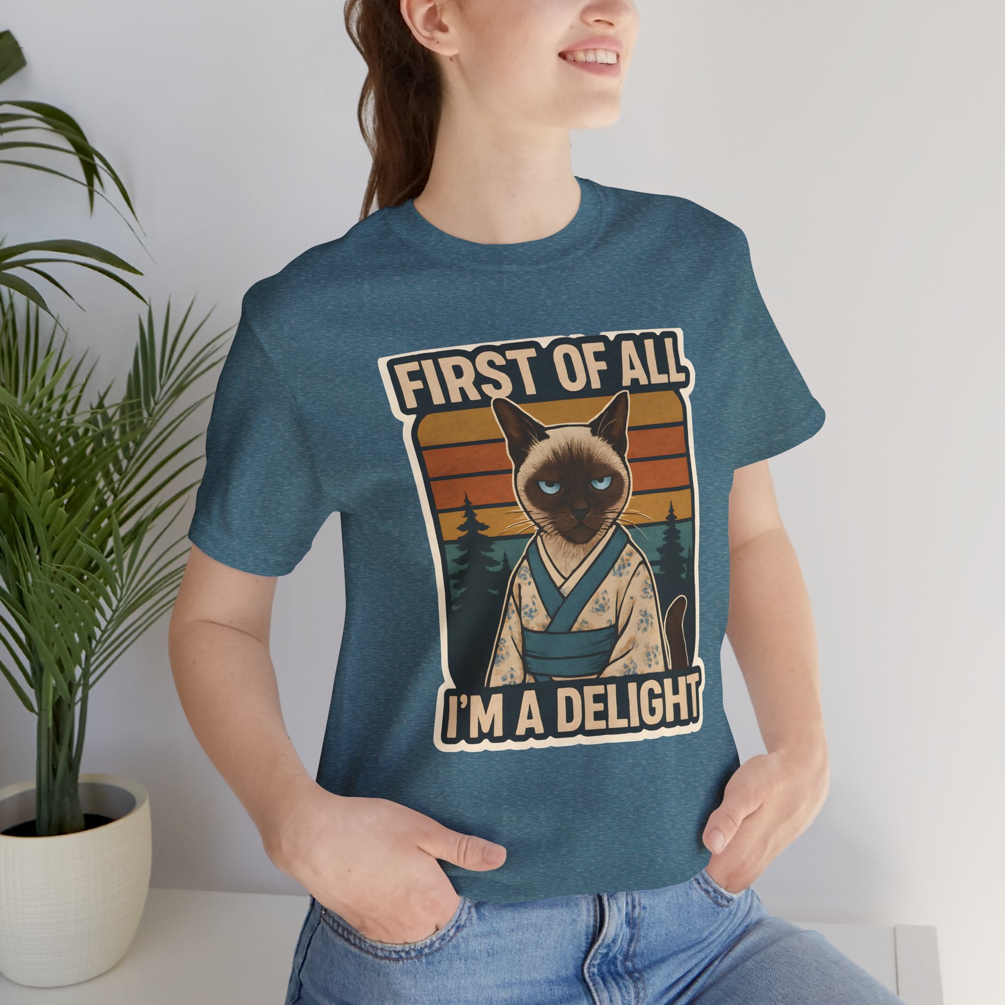 Siamese Cat Samurai "First of All I'm a Delight" T-Shirt