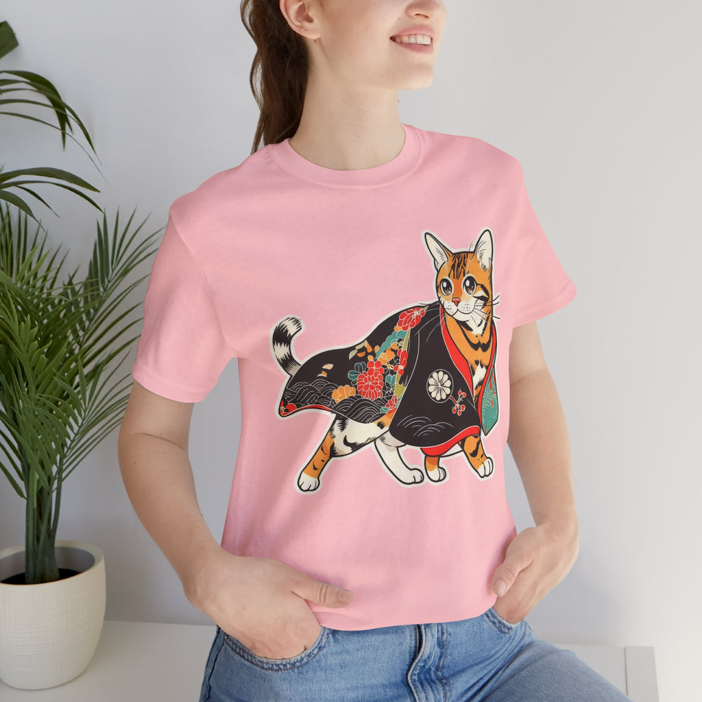 Japanese Neko Cat Shirt Calm Gift Tee, Kimono Neko Bengal