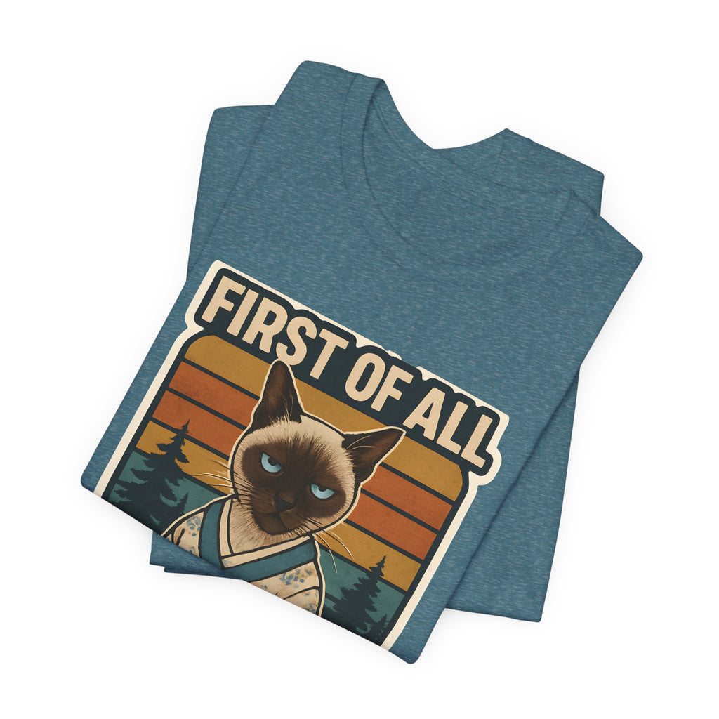 Siamese Cat Samurai "First of All I'm a Delight" T-Shirt