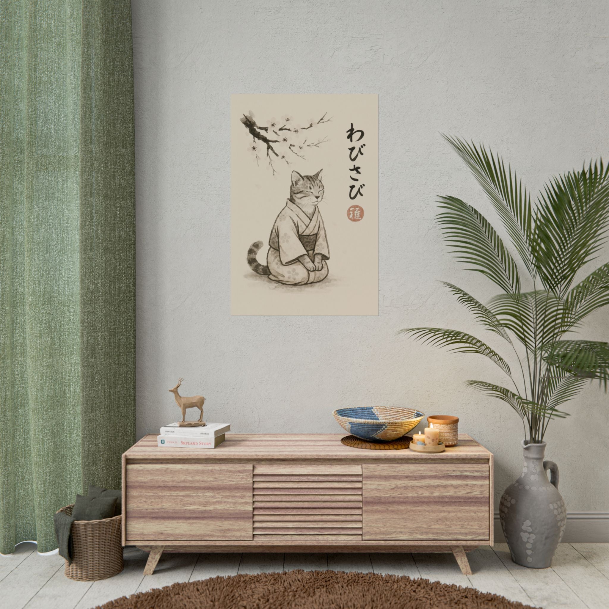 Wabisabi Cat | Japanese-Inspired Zen Wall Art