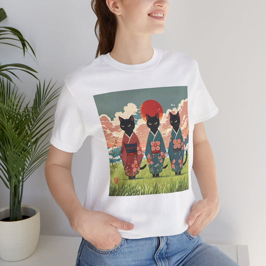 Japanese Black Cats in Kimonos T-Shirt