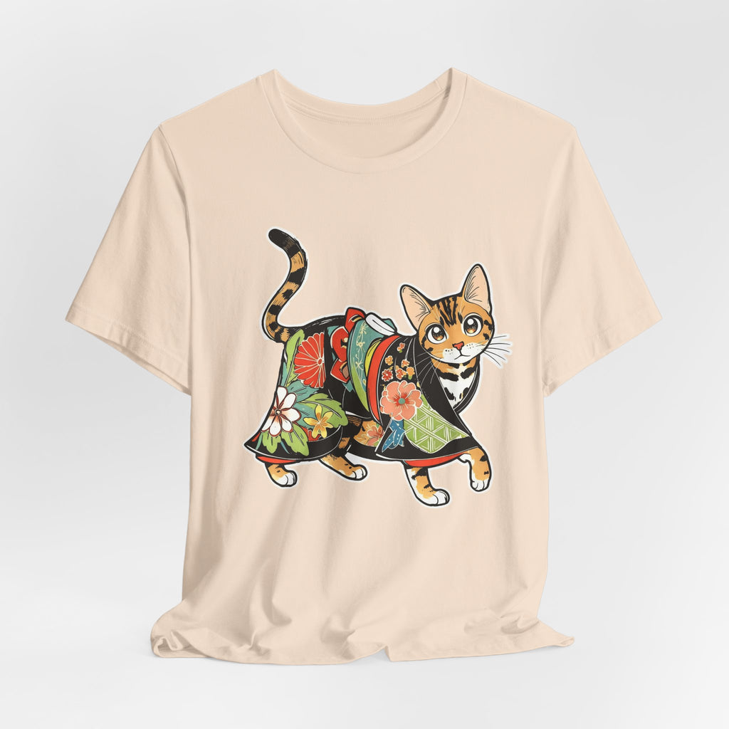 Zen Cat Shirt Japanese Gift Tee, Kimono Cat Bengal