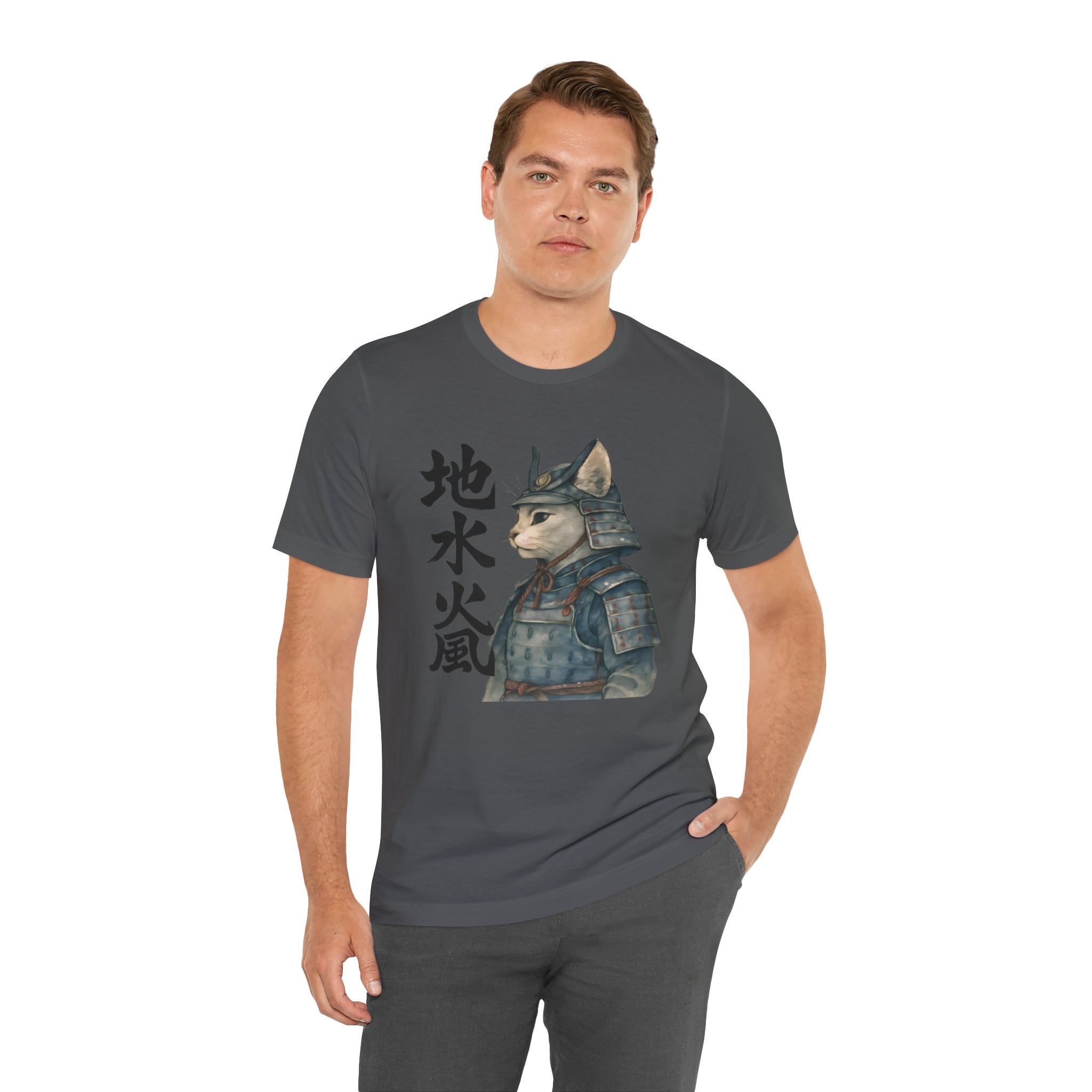 Samurai Cat Watercolor Tee | Japanese Kimono Neko Cat