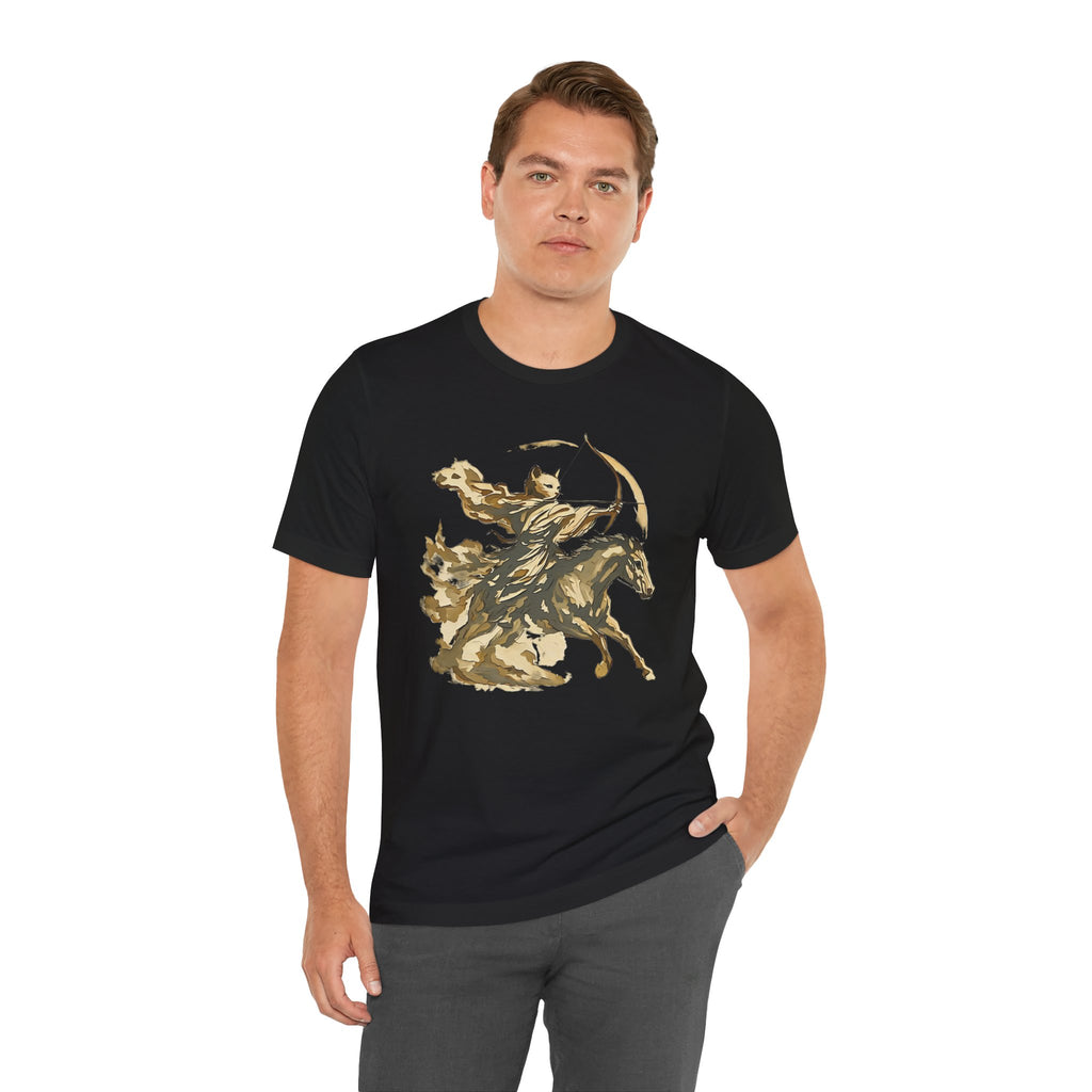 Year of the Horse Archer Cat T-Shirt, Japanese Zodiac Ukiyo-e Ink Wash
