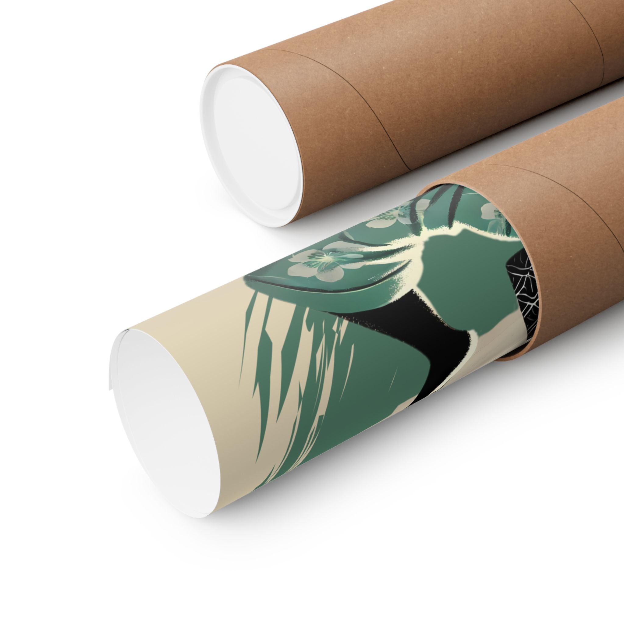 Yoga Black Cat in Green Kimono - Japanese Art Print