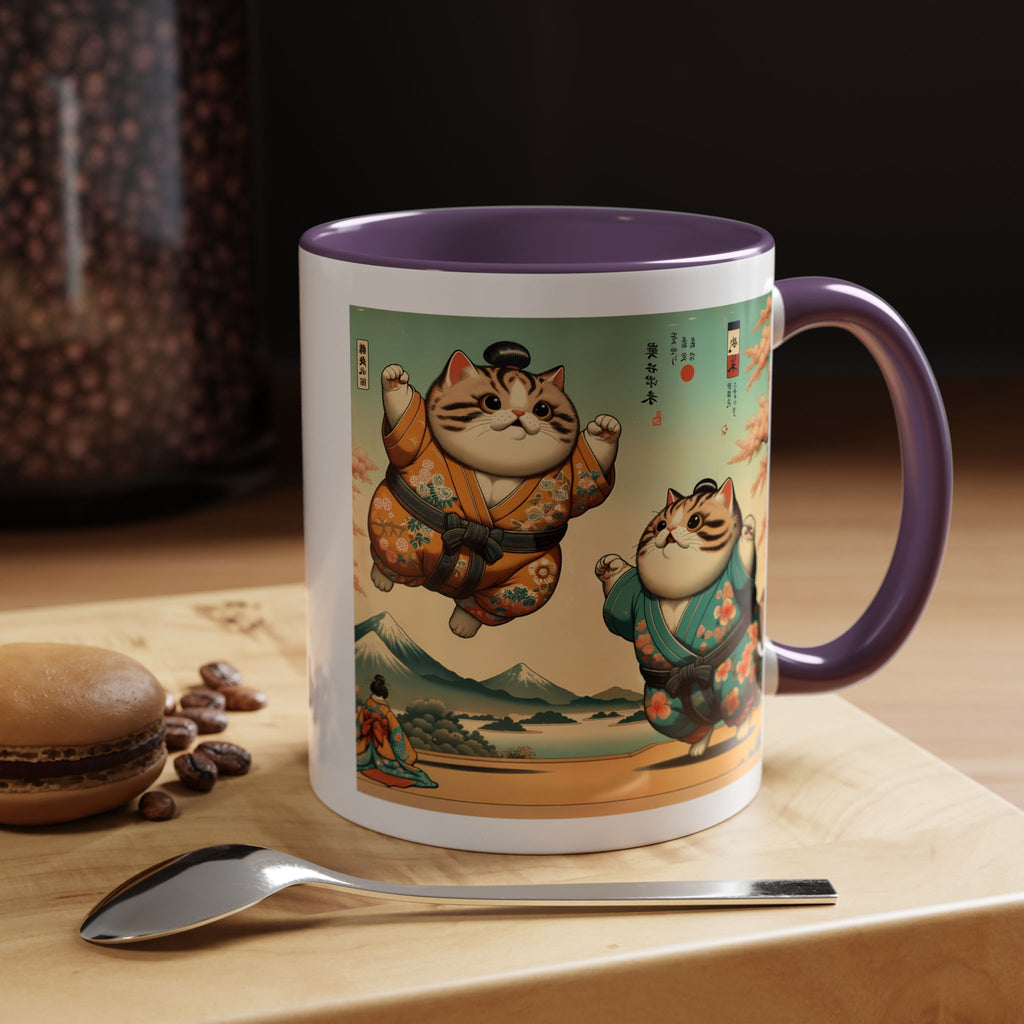 Sumo Cats Mug - Japanese Cherry Blossoms