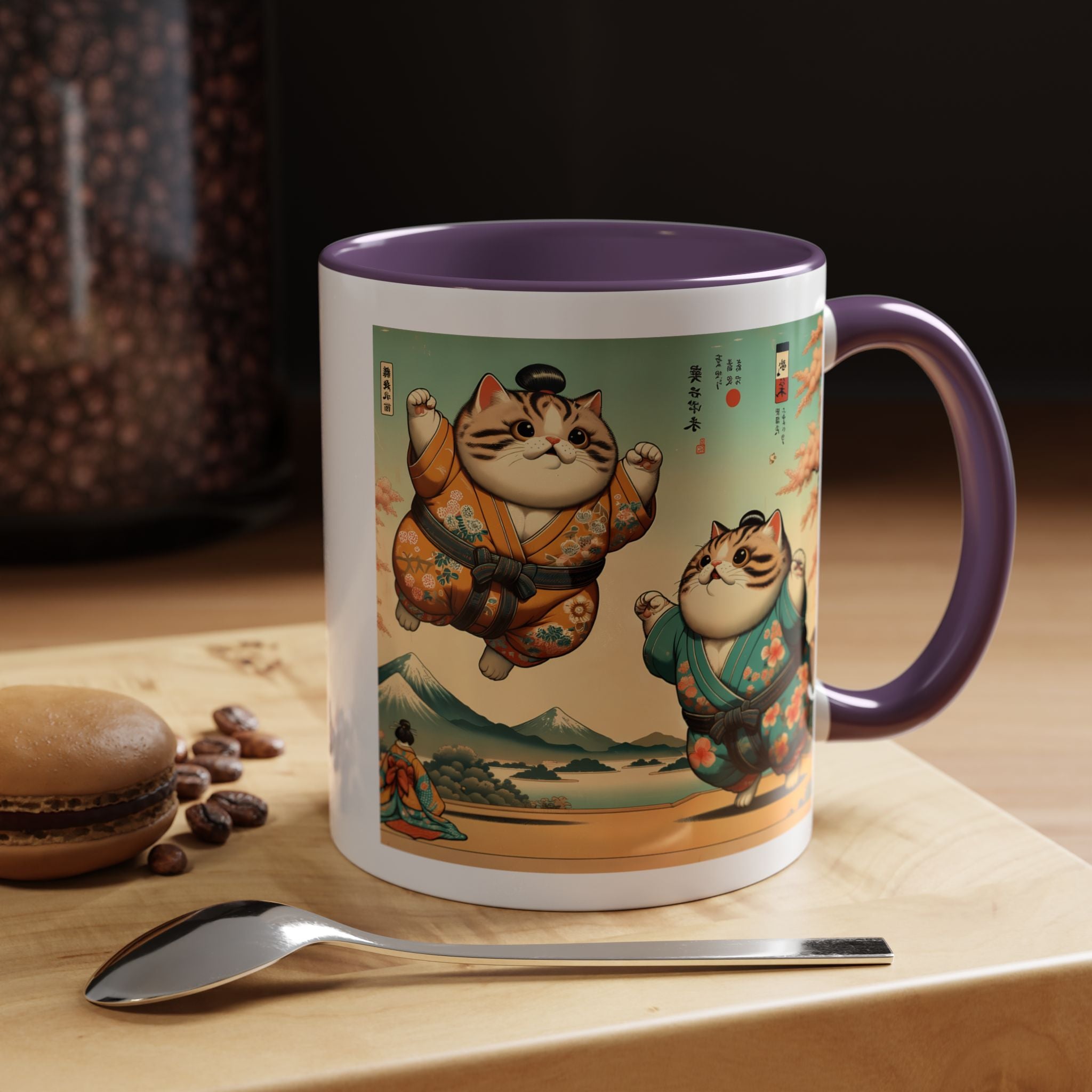 Sumo Cats Mug - Japanese Cherry Blossoms