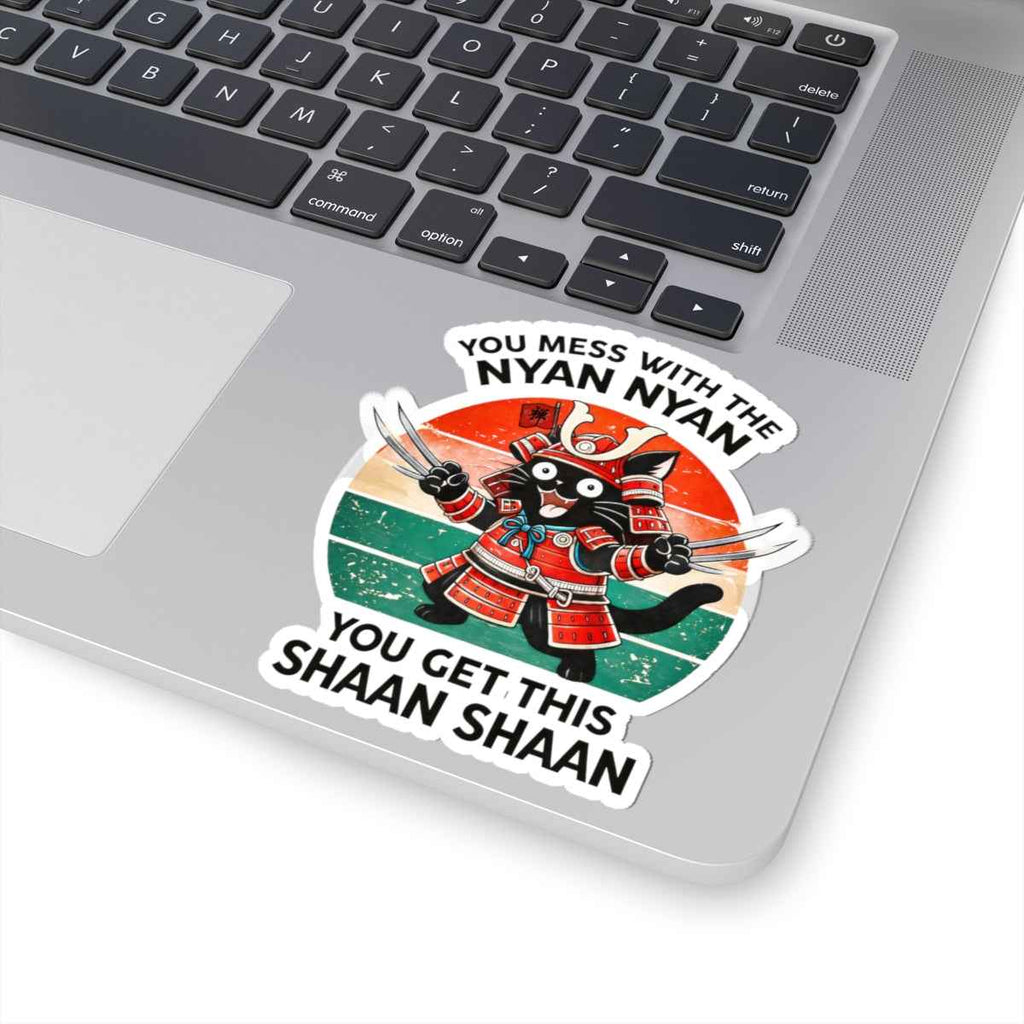 Samurai Cat Illustration Sticker | Kiss-Cut Nyan Nyan Shaan Shaan