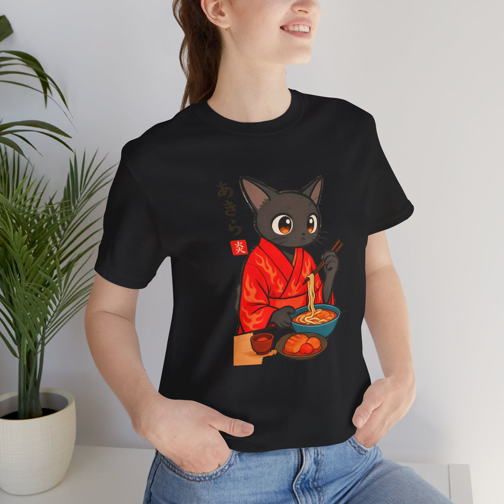 Spicy Ramen Black Cat Shirt - Japanese Noodle Cat Tee
