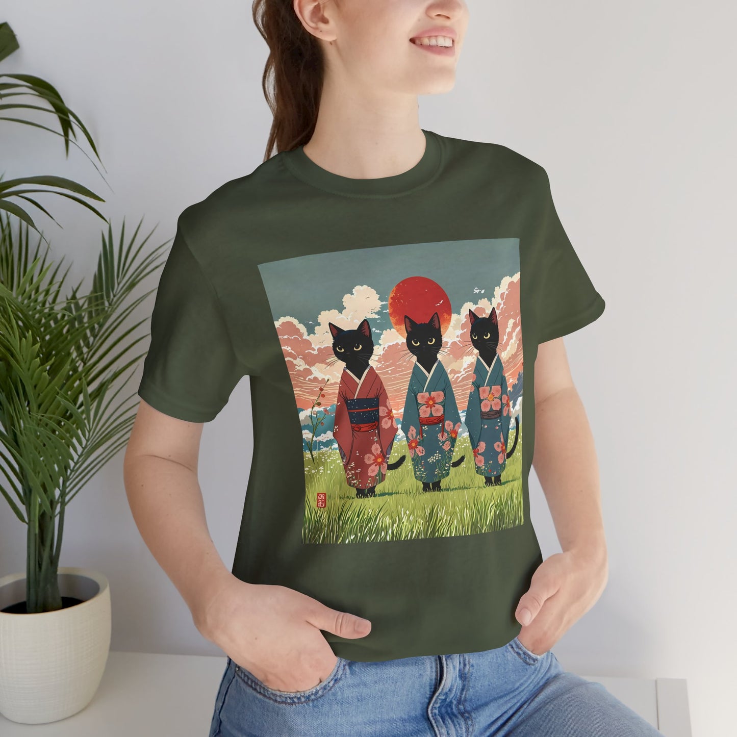 Japanese Black Cats in Kimonos T-Shirt