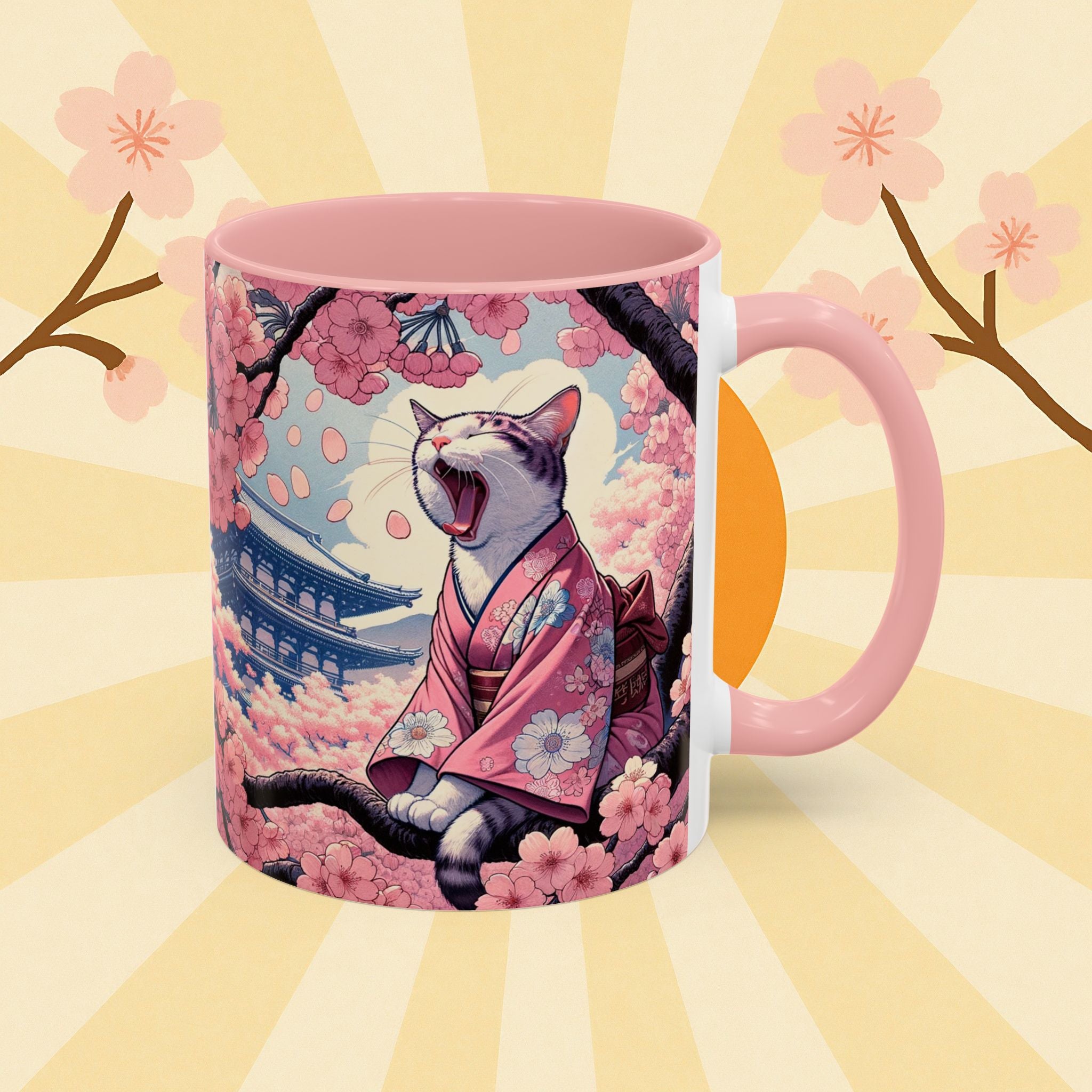 Sakura Cat Coffee Mug in Kimono Design - Kimono Cats Collection