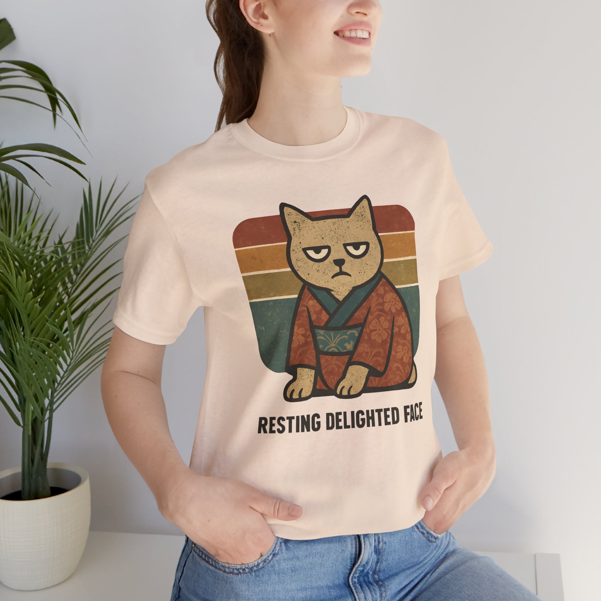 Resting Delighted Face - Grumpy Kimono Cat Vintage T-Shirt