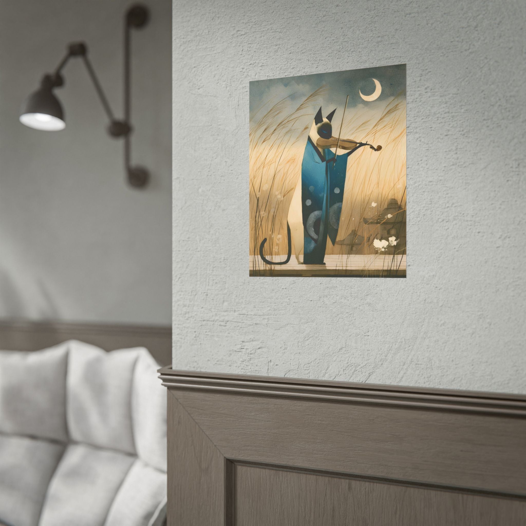 Cat Violinist Poster — Surreal Moonlit Cat Art Print (Rolled Poster)
