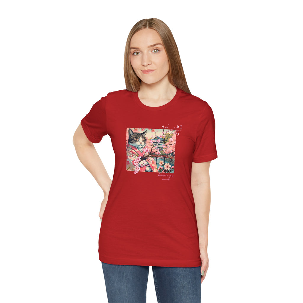 Sakura Kimono Cat Tee - Unisex Stylish T-Shirt for Cat Lovers - Kimono Cats Collection
