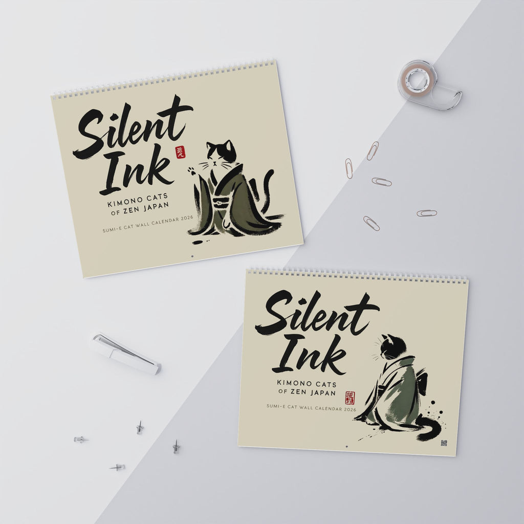 Silent Ink: Kimono Cats of Zen Japan, Sumi-e Cat Wall Calendar 2026