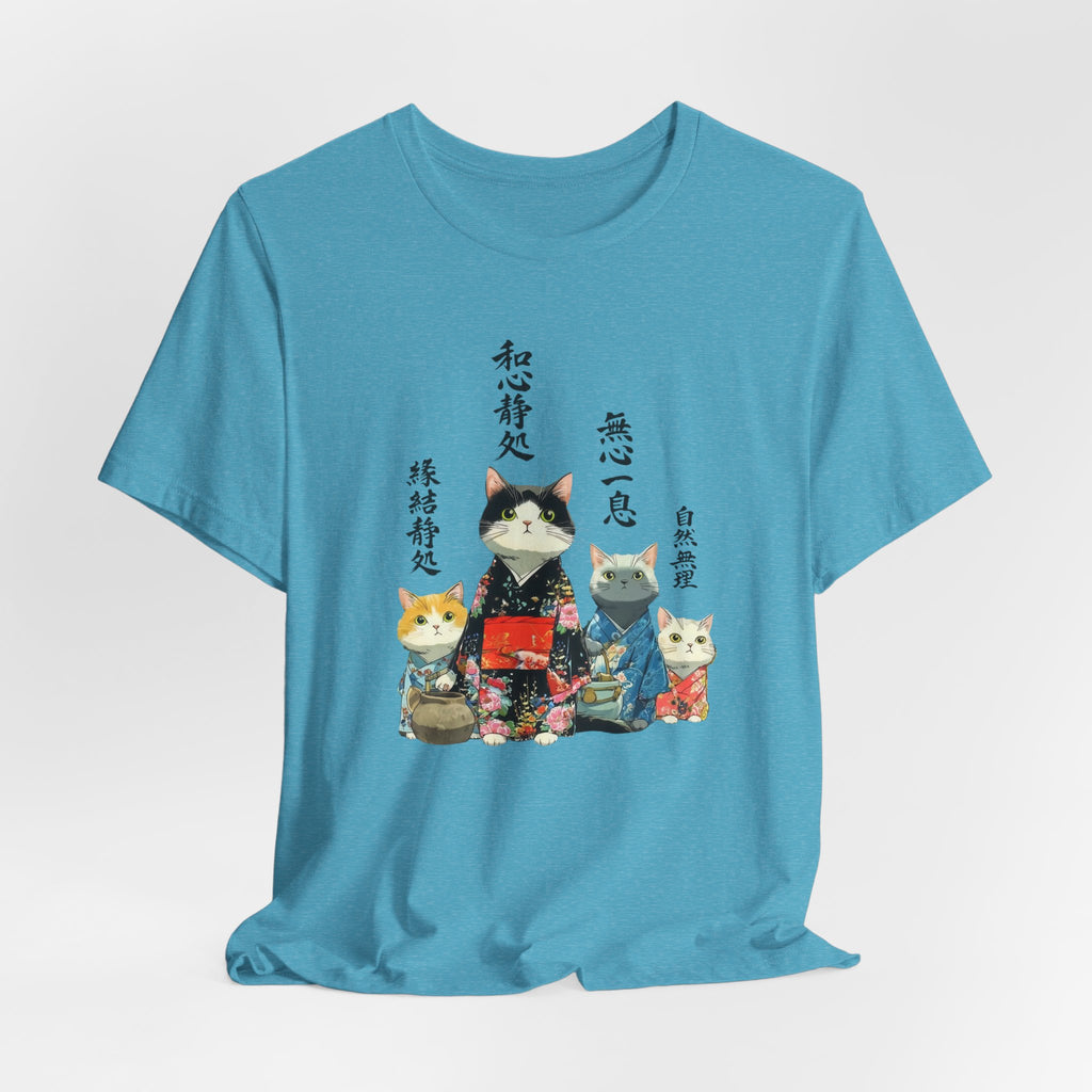 Zen Kimono Cats T-Shirt | Japanese Cat Illustration