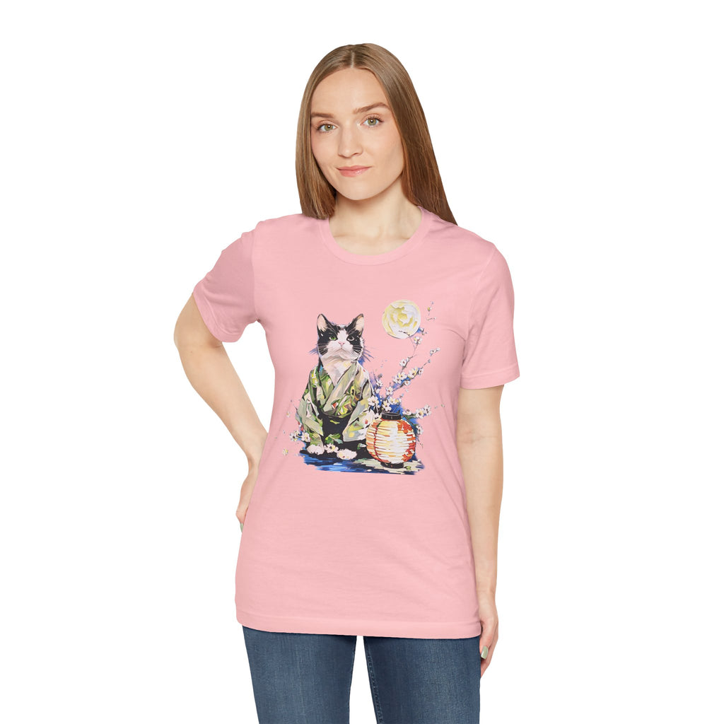 Moon Flower Cat Silhouette T-Shirt | Cat Illustration, Doodle Portrait