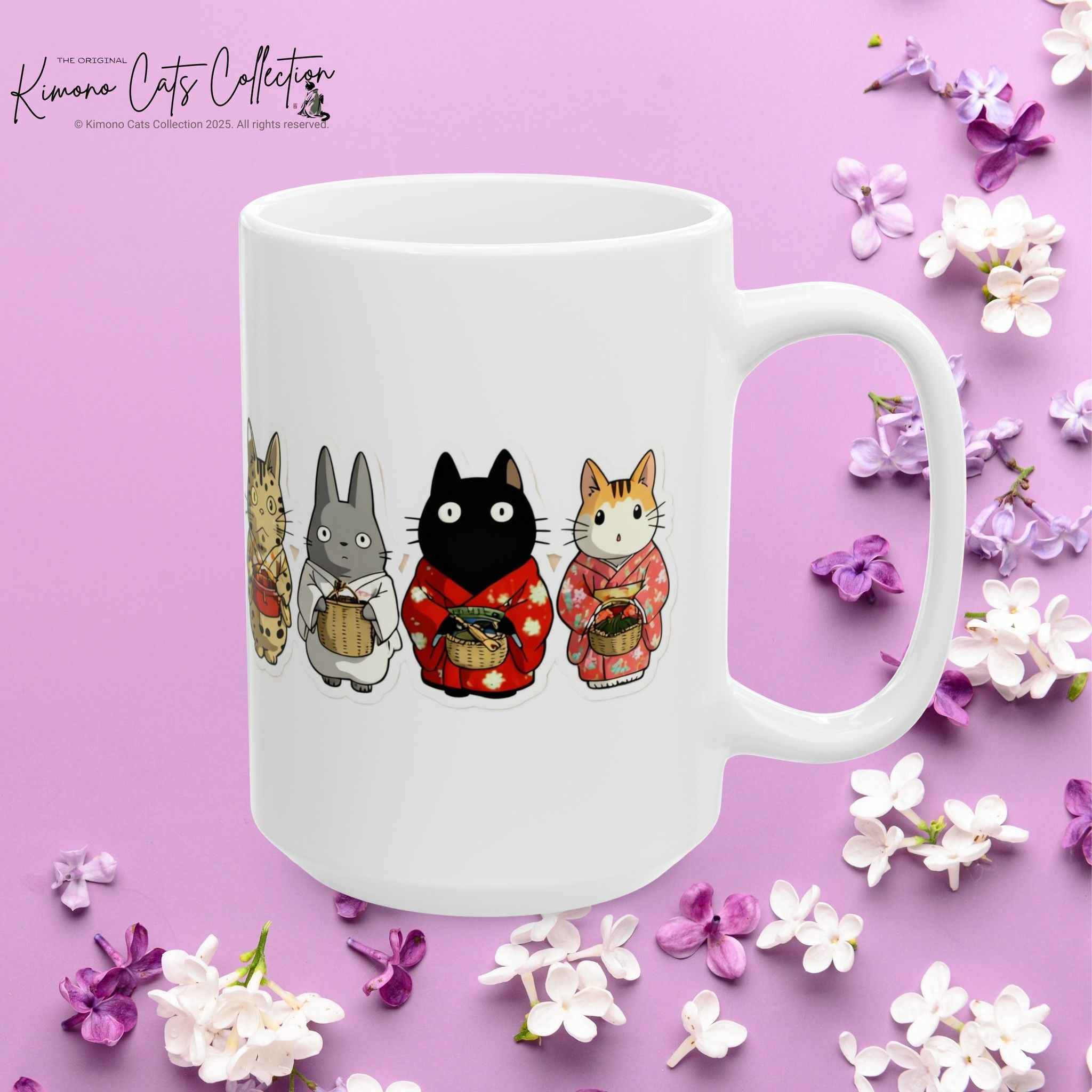Kawaii Neko Cats in Kimono Tokyo Cats Gift Mug (11oz & 15oz)