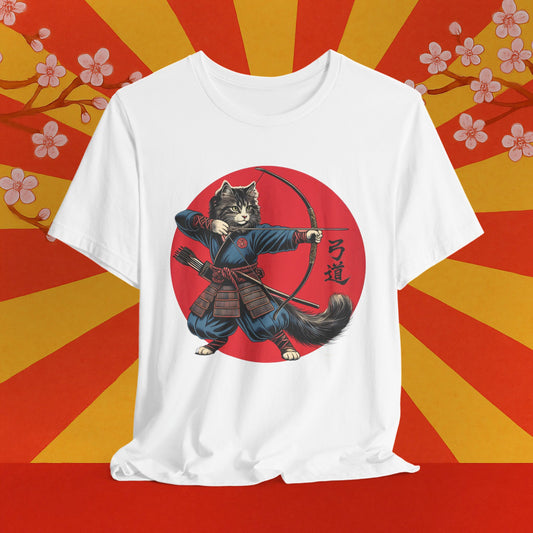Samurai Cat Tee, Japanese Kyudo Bow