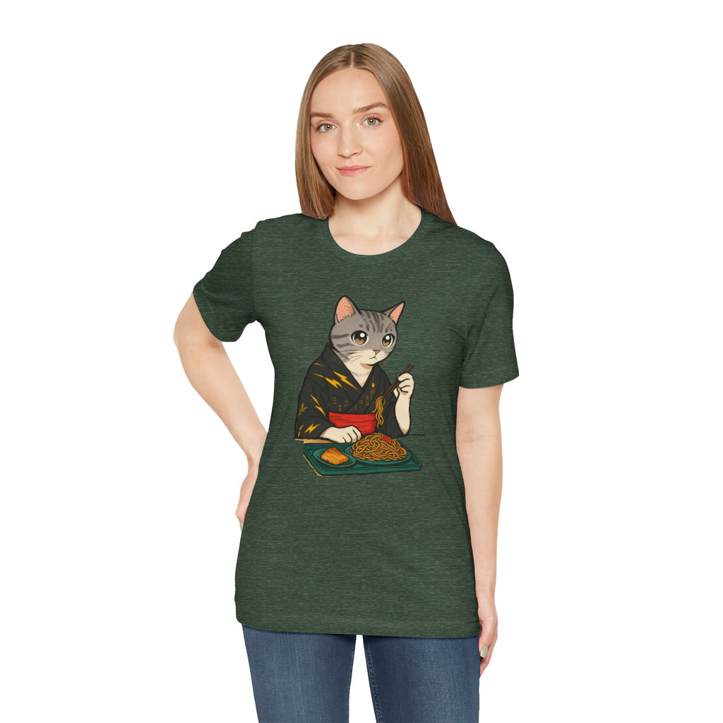 Yakisoba Noodle Cat Shirt - Japanese Street Food Kimono Cat Tee - Kimono Cats Collection