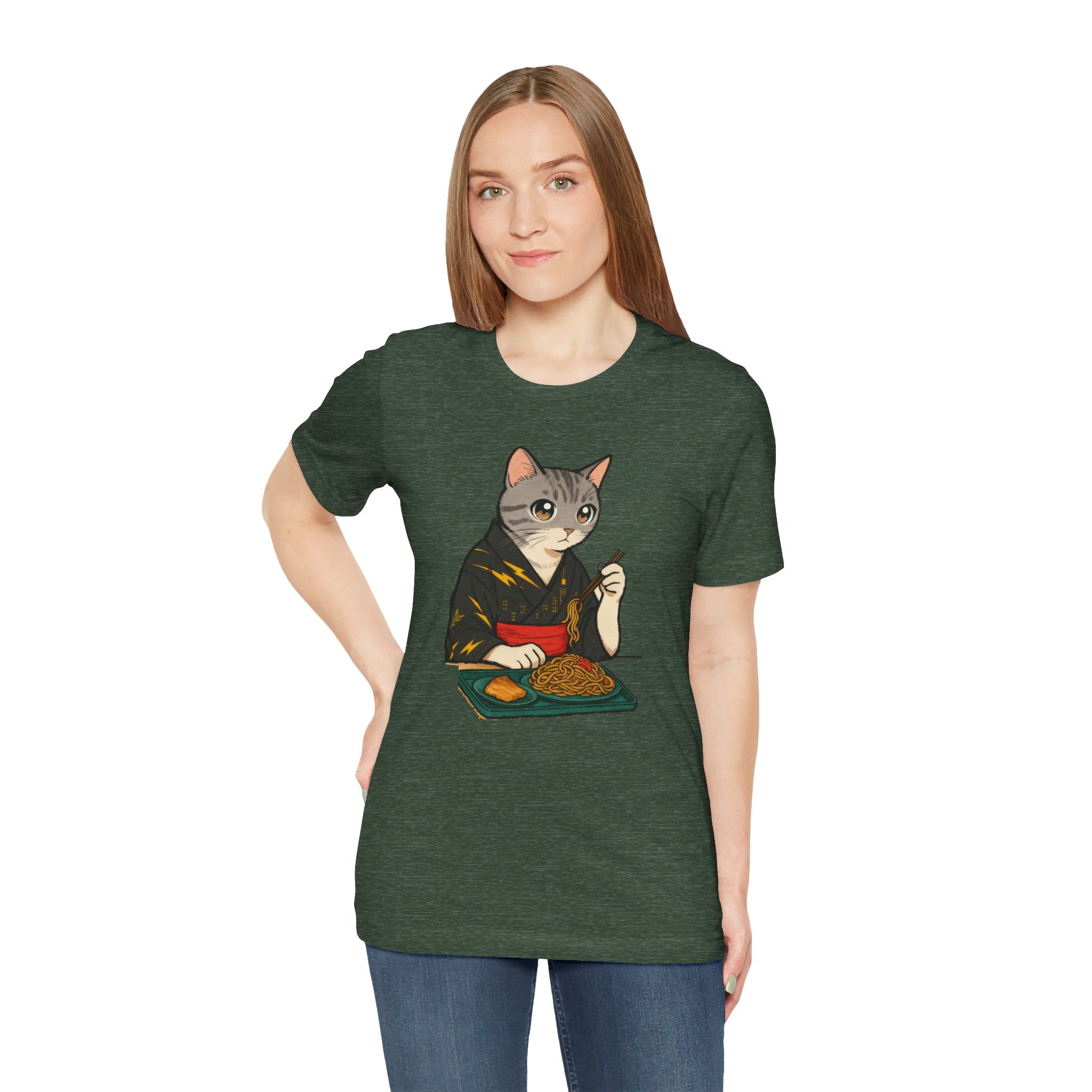 Yakisoba Noodle Cat Shirt - Japanese Street Food Kimono Cat Tee - Kimono Cats Collection