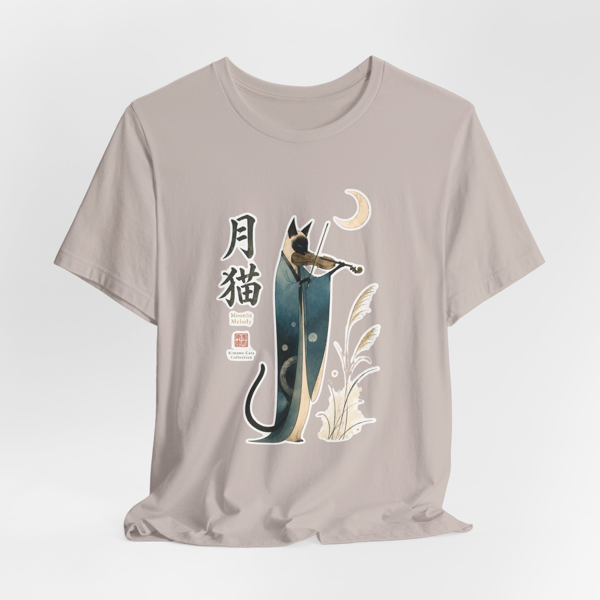 Moon Cat Violin Tee — Japanese-Inspired Cat Playing Violin T-Shirt