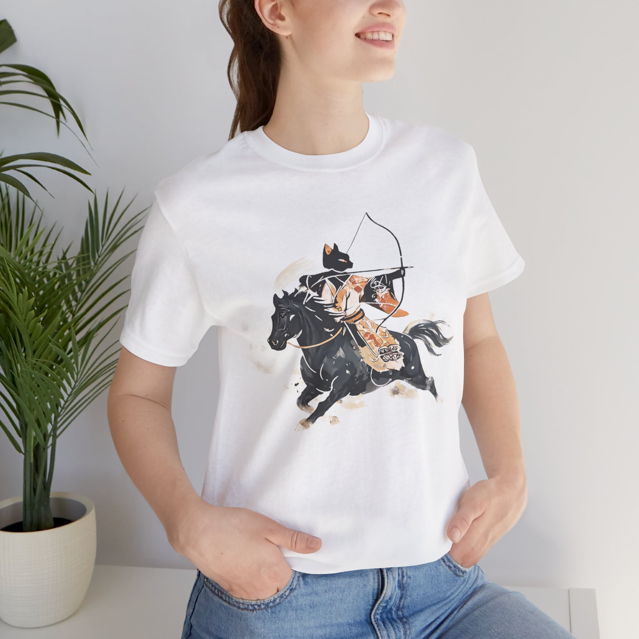 Year of the Horse Kyudo Archer Cat Ukiyo-e Kimono T-Shirt