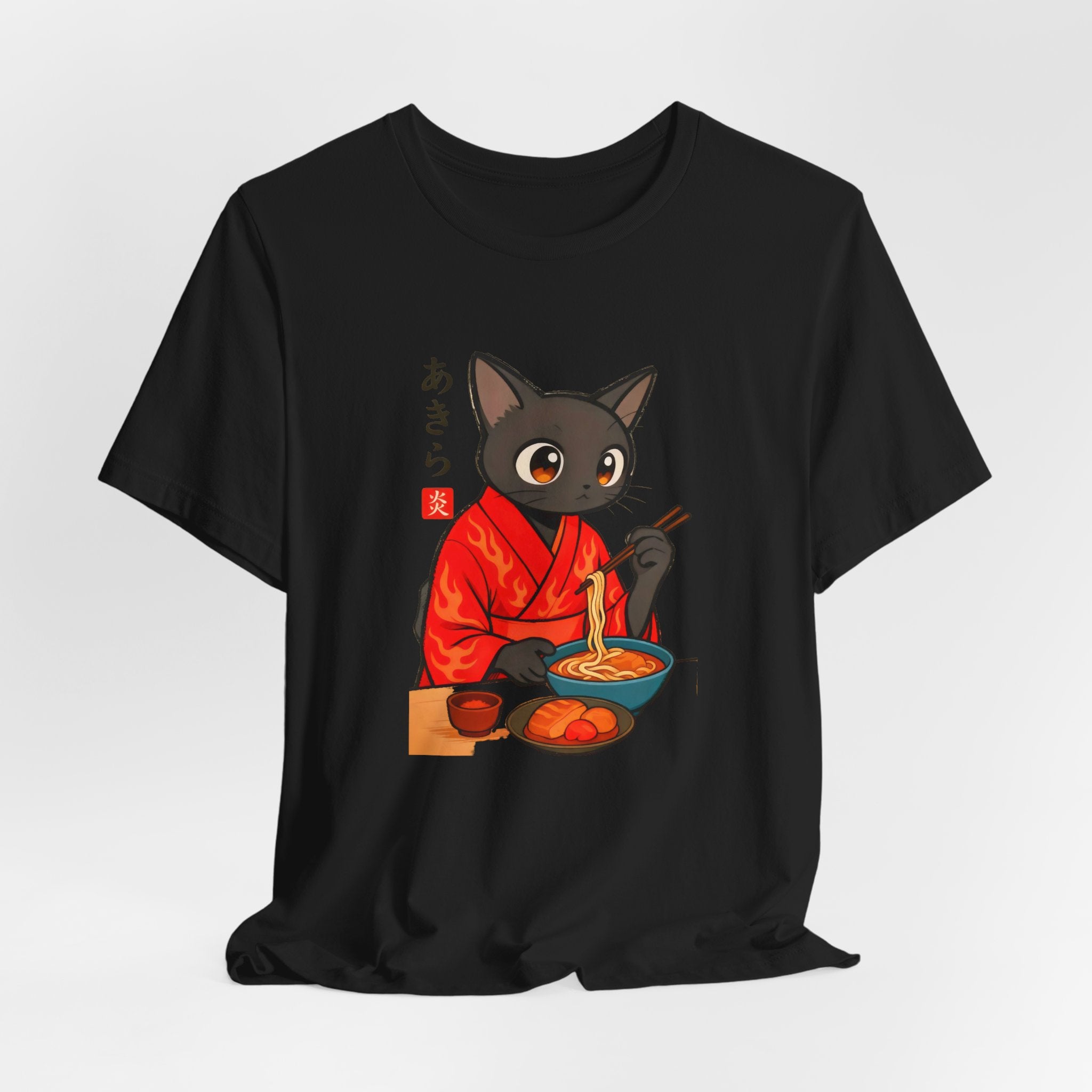 Spicy Ramen Black Cat Shirt - Japanese Noodle Cat Tee