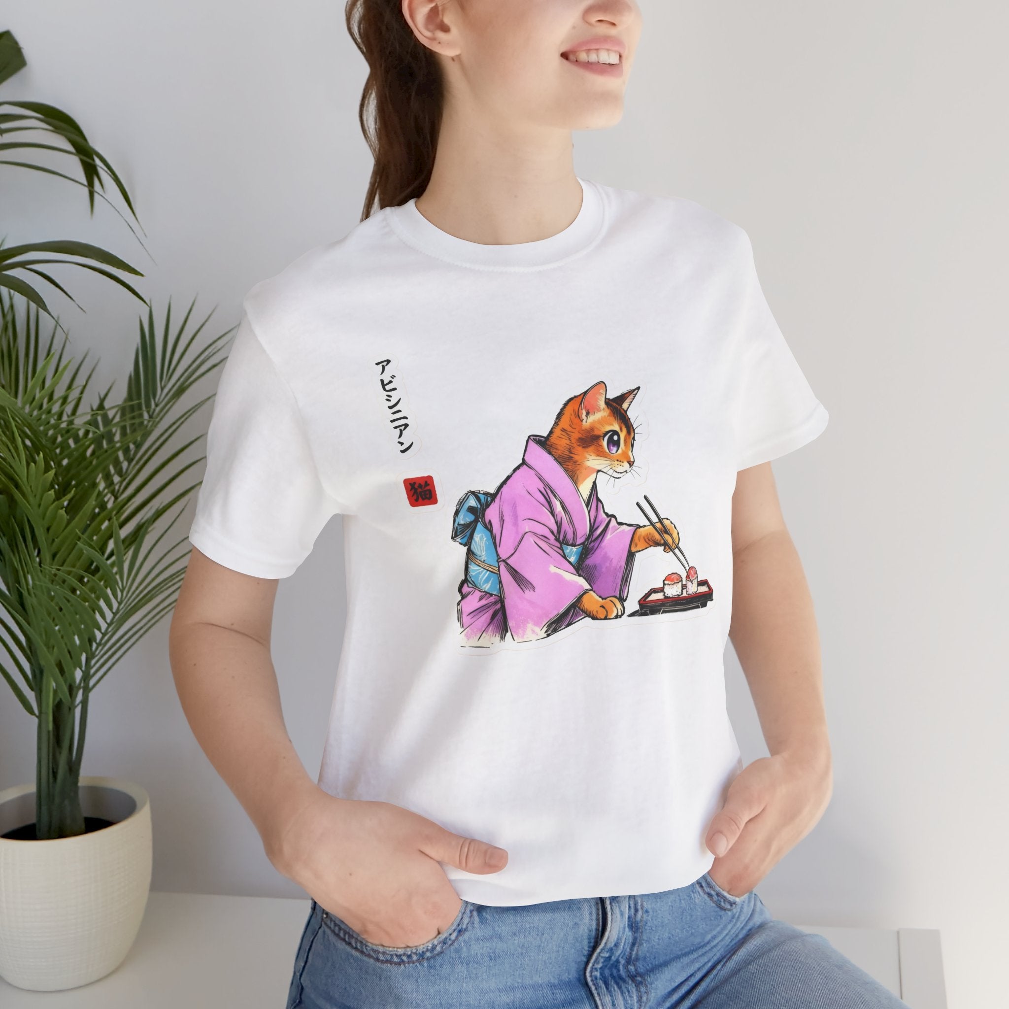 Sushi Cat Tee - Cute Japanese Aesthetic Shirt, Abyssinian