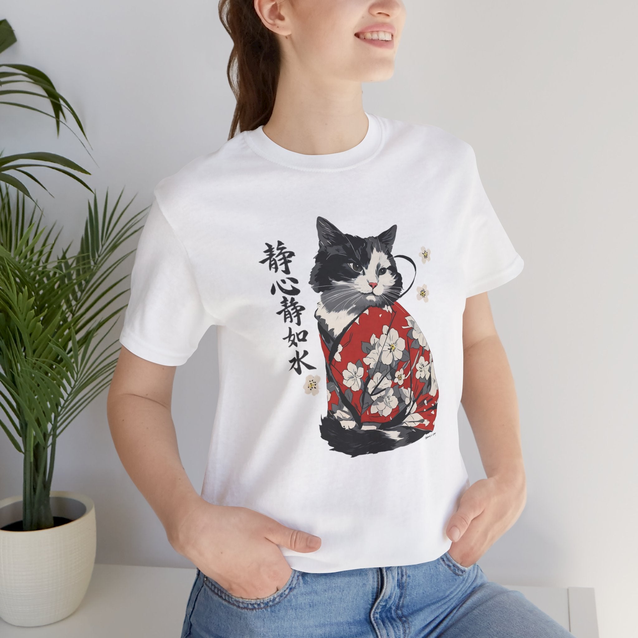 Sakura Neko Cat Tee | Kimono Cat Silhouette, Meow Nyan Japan