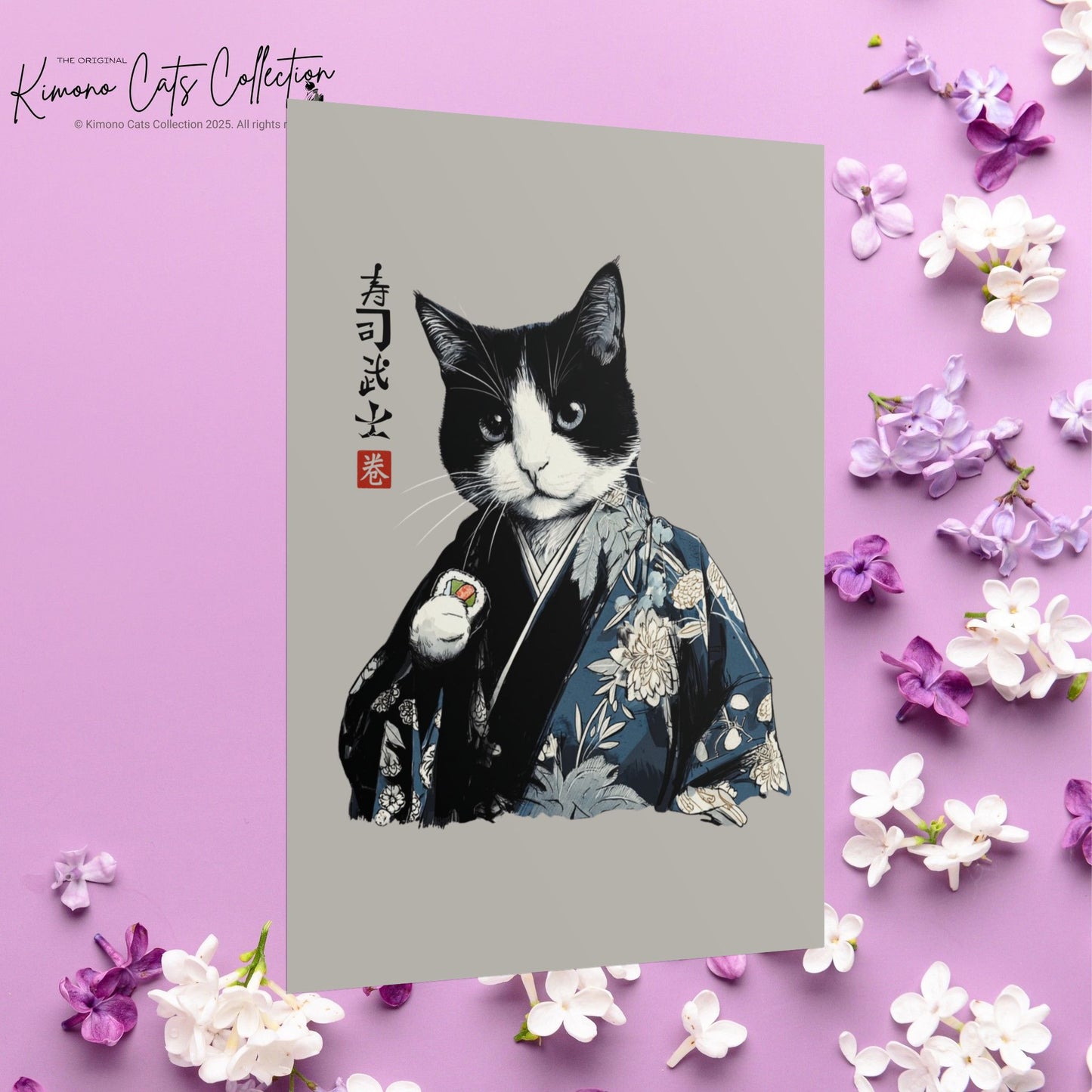 Sushi Bushi 寿司武士 Kimono Neko Rolled Poster