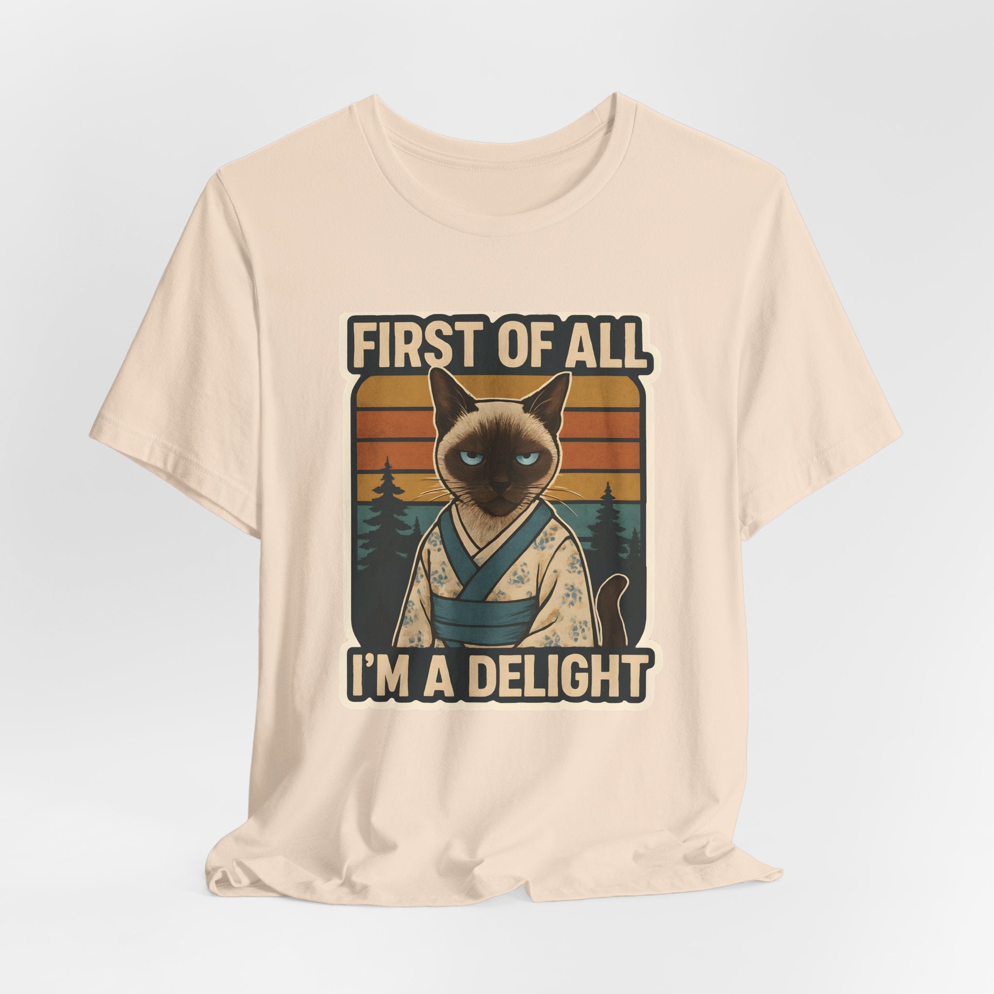 Siamese Cat Samurai "First of All I'm a Delight" T-Shirt