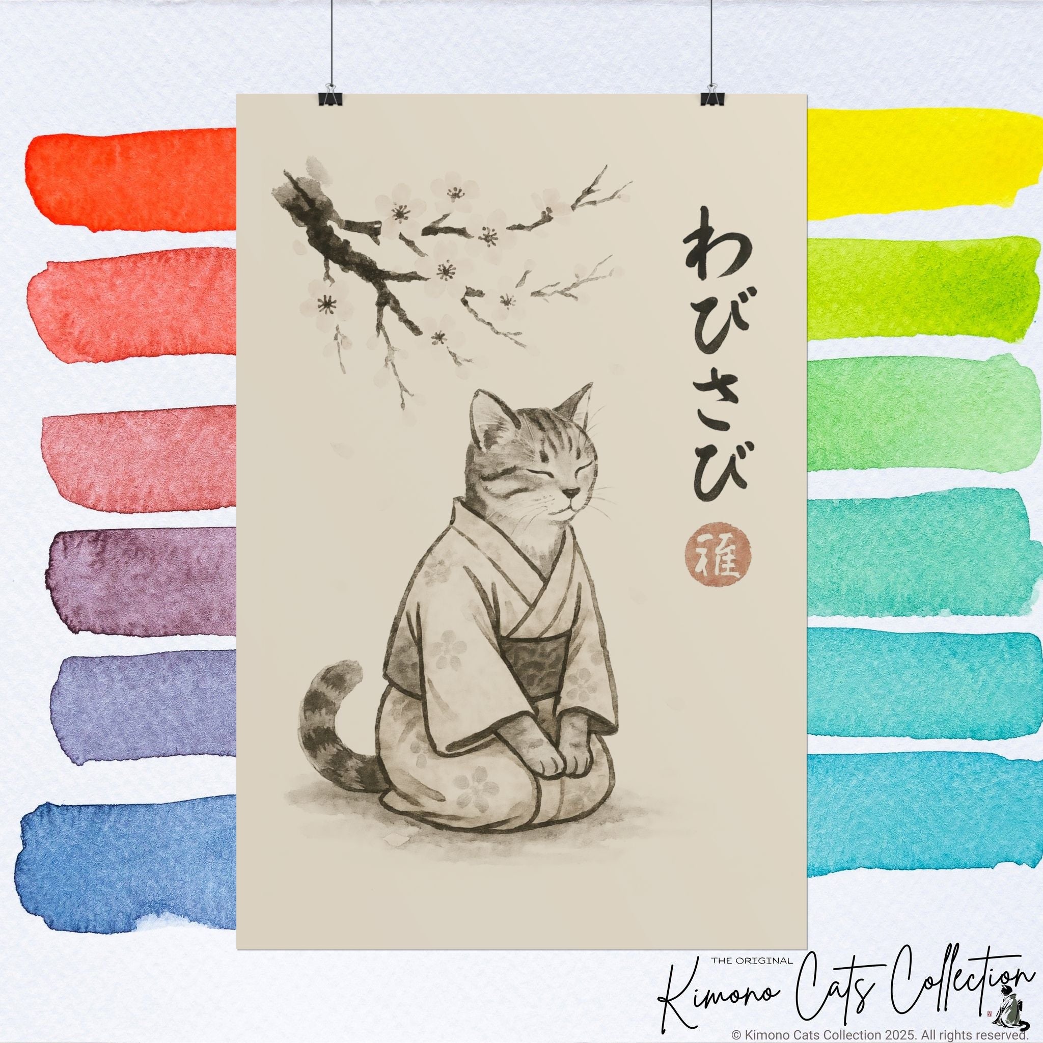 Wabisabi Cat | Japanese-Inspired Zen Wall Art