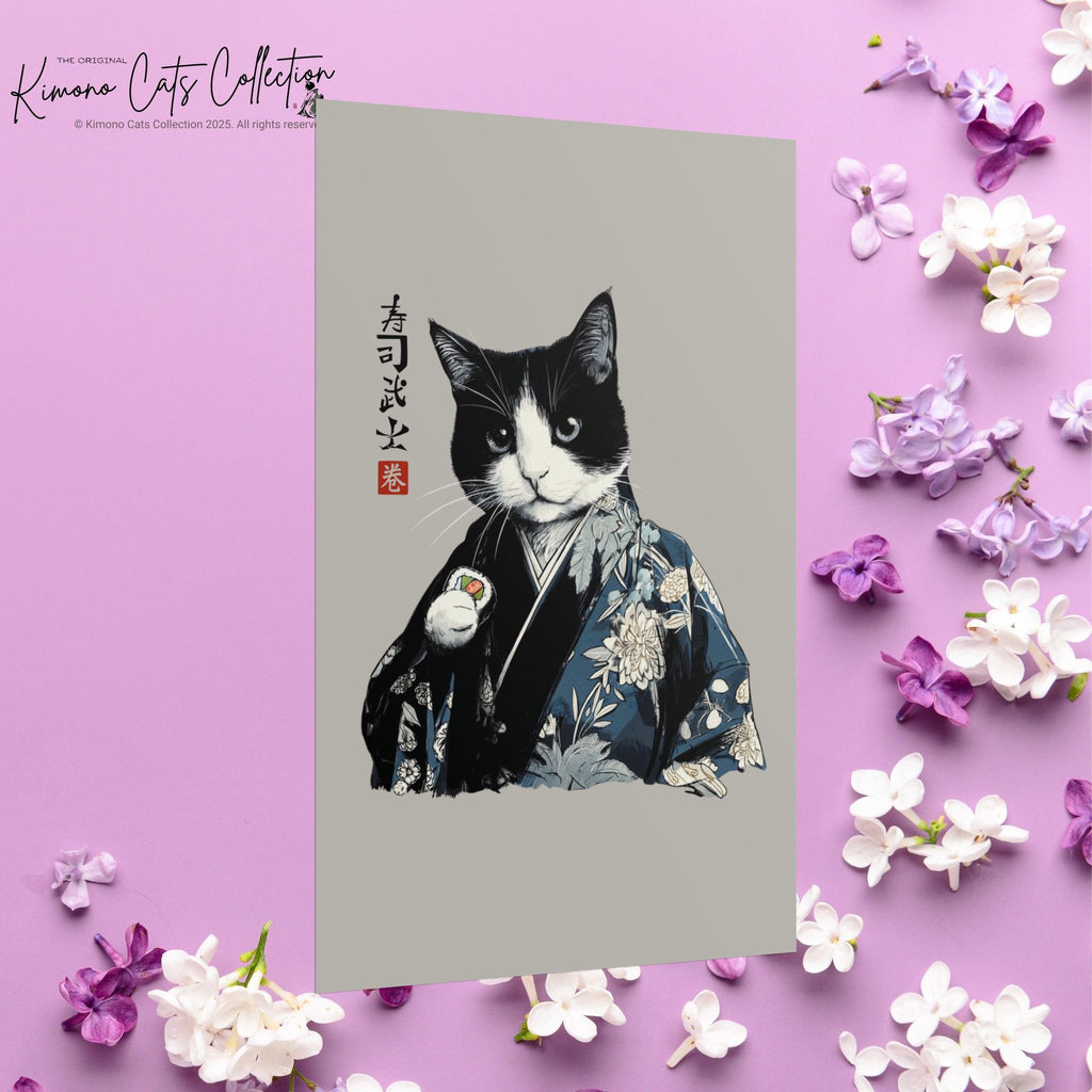 Sushi Bushi 寿司武士 Kimono Neko Rolled Poster
