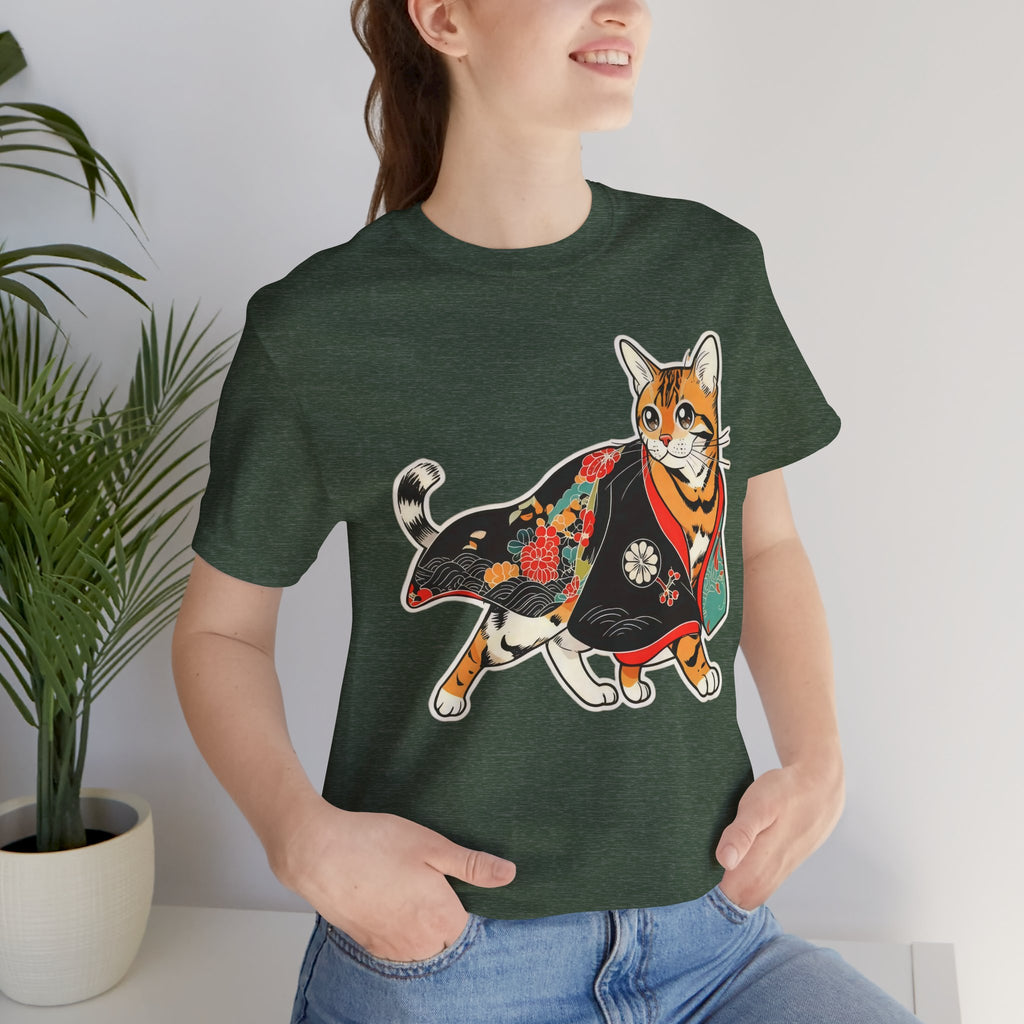 Japanese Neko Cat Shirt Calm Gift Tee, Kimono Neko Bengal