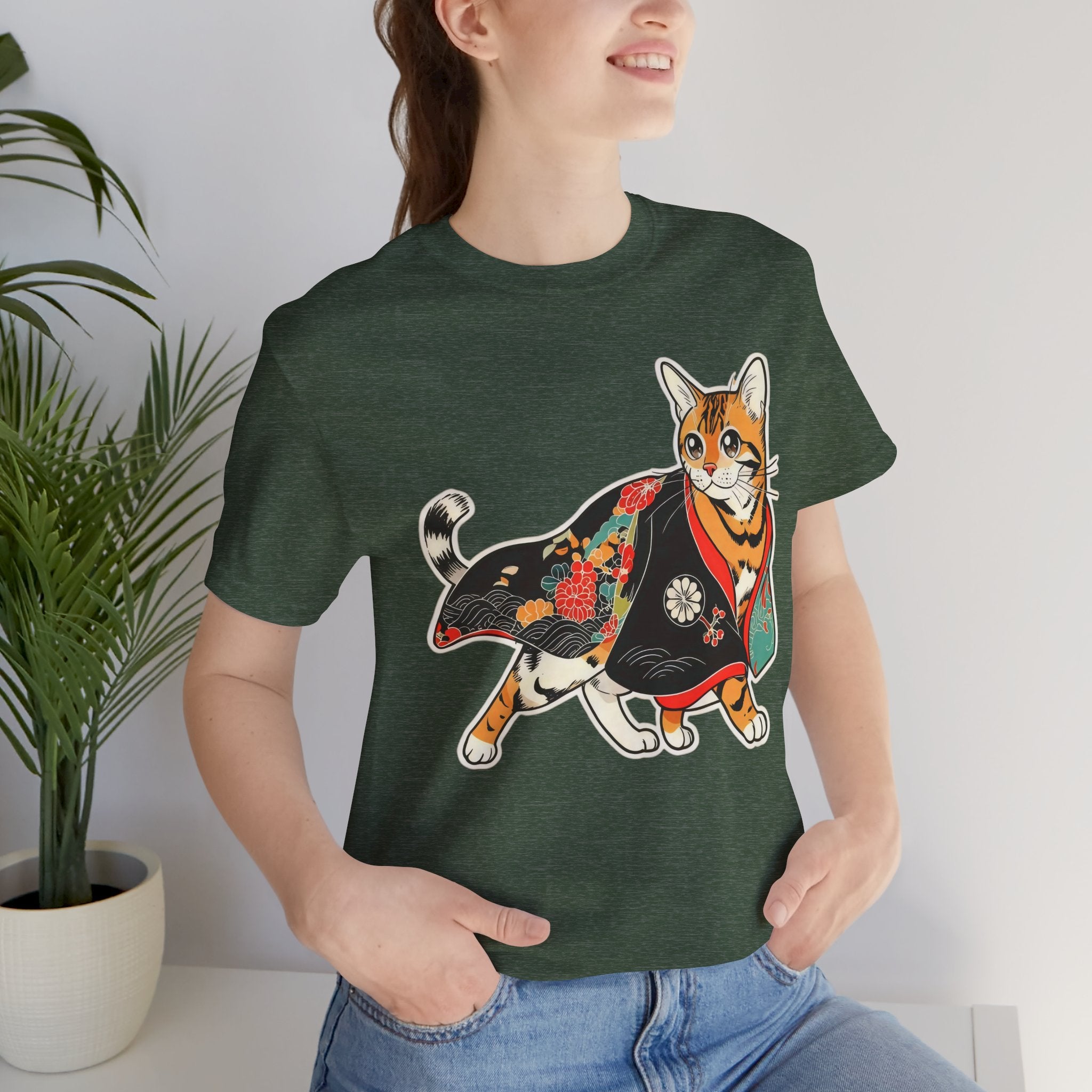 Japanese Neko Cat Shirt Calm Gift Tee, Kimono Neko Bengal