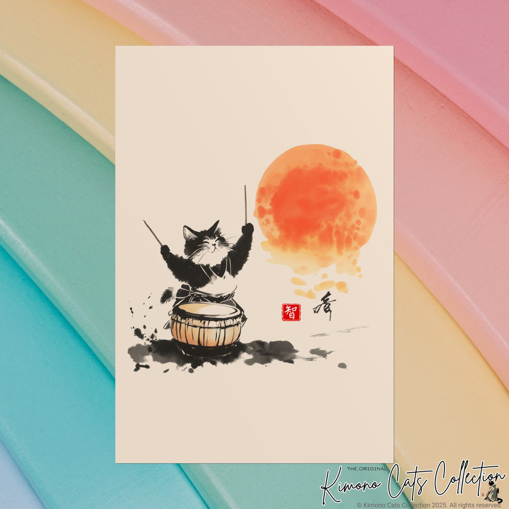Taiko Drum Cat Wall Art Chi