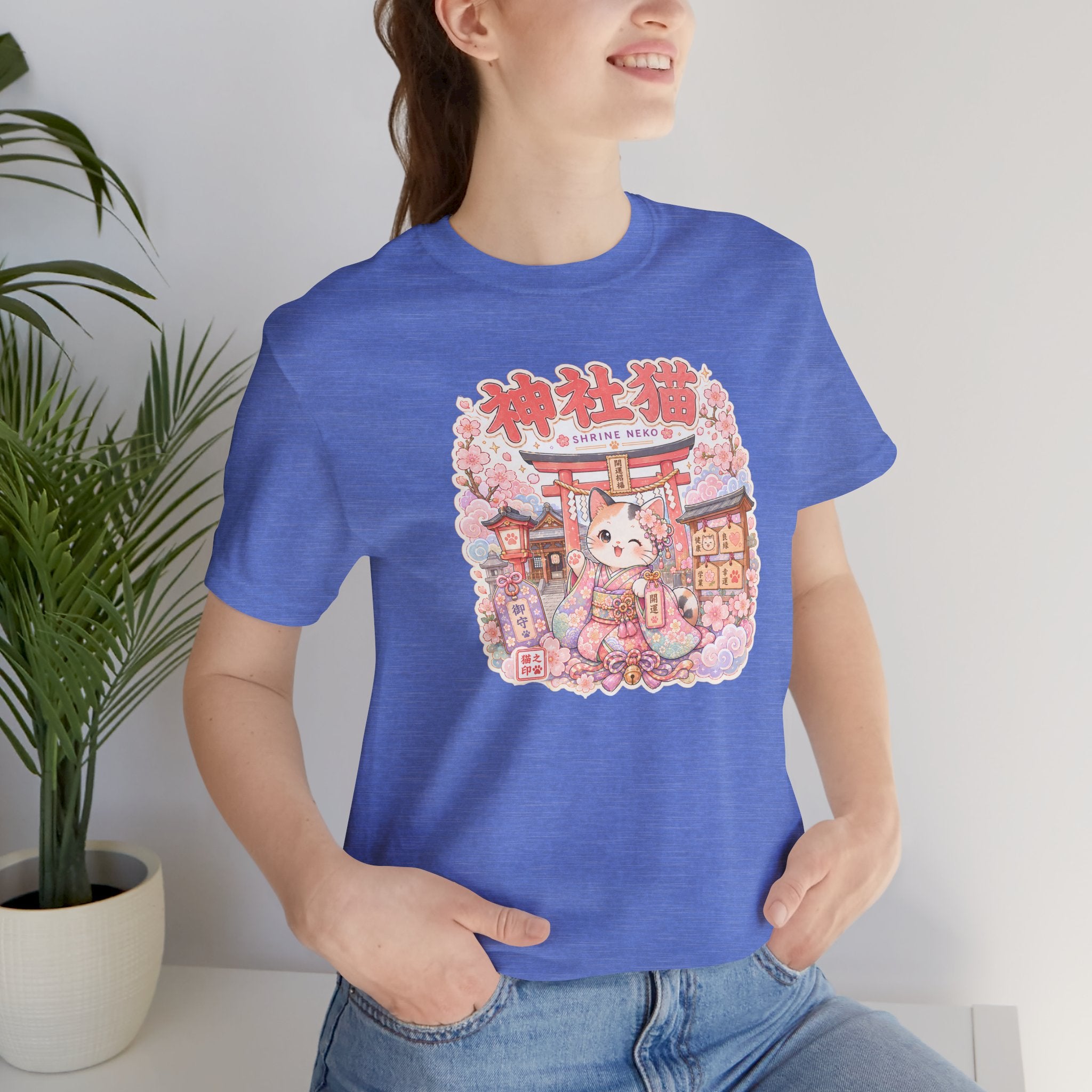 Lucky Cat Shrine T-Shirt — Kawaii Maneki Neko Cherry Blossom Tee