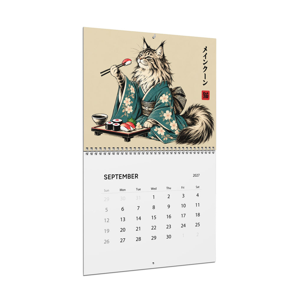 Japanese Cat Sushi Art Wall Calendar 2027