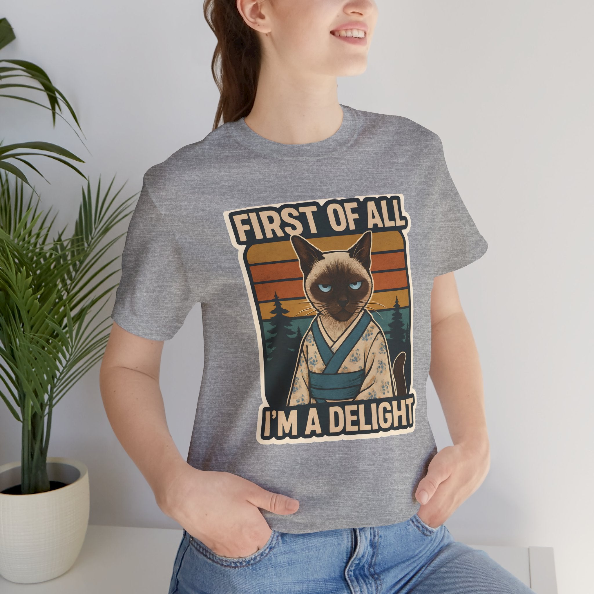 Siamese Cat Samurai "First of All I'm a Delight" T-Shirt